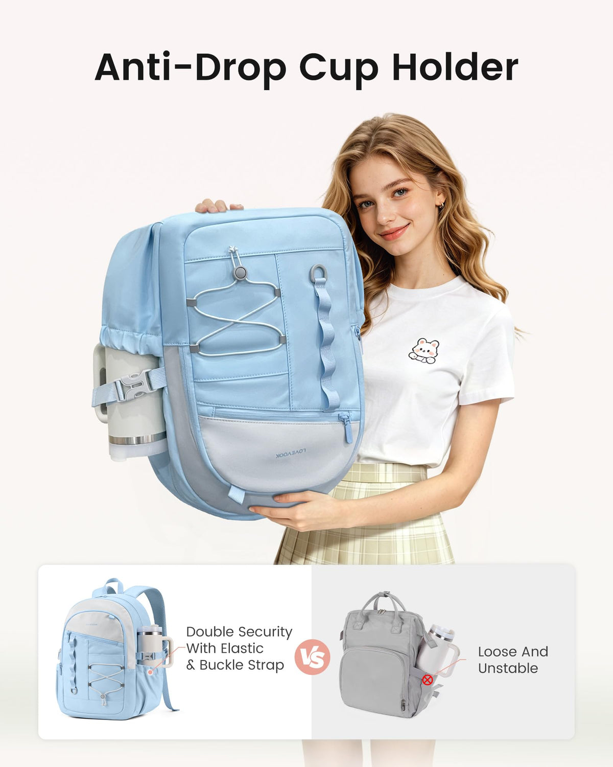 LOVEVOOK School Backpack for Girls，large Capacity 15.6 Laptop Backpack