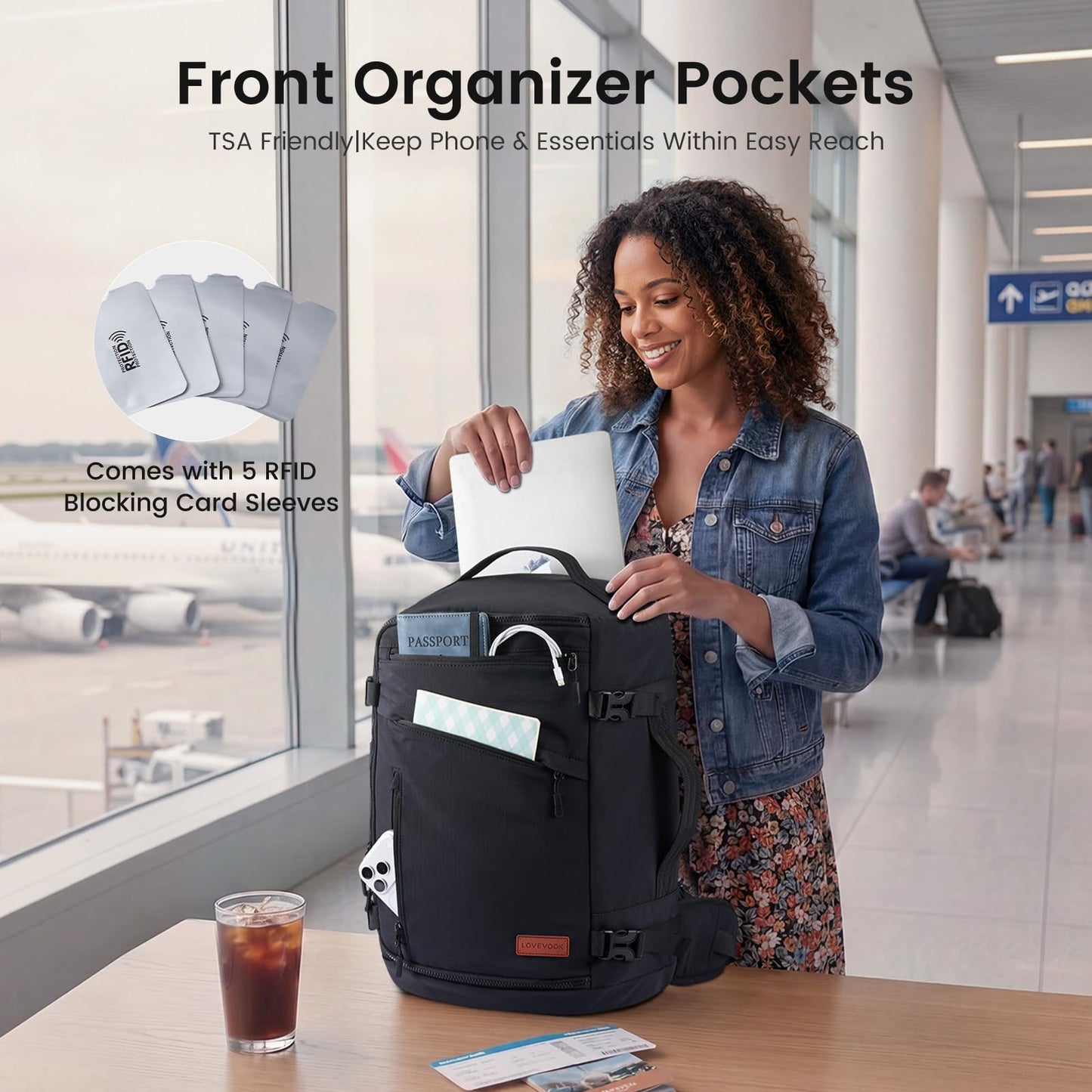 LOVEVOOK Travel Backpack for Women Men, Airline Approved Carry On Luggage