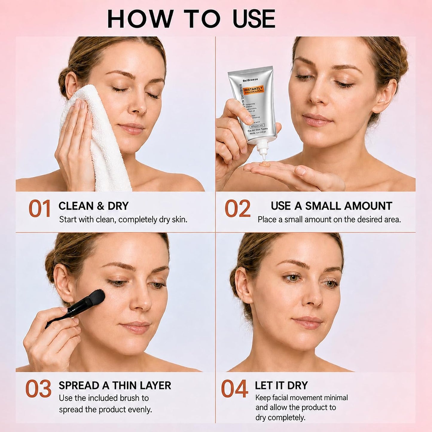 Instant Firming Face Cream, 2 Pack Lightweight Quick-Setting Facial Cream for Smoother-Looking Skin, Wear Alone or Under Makeup