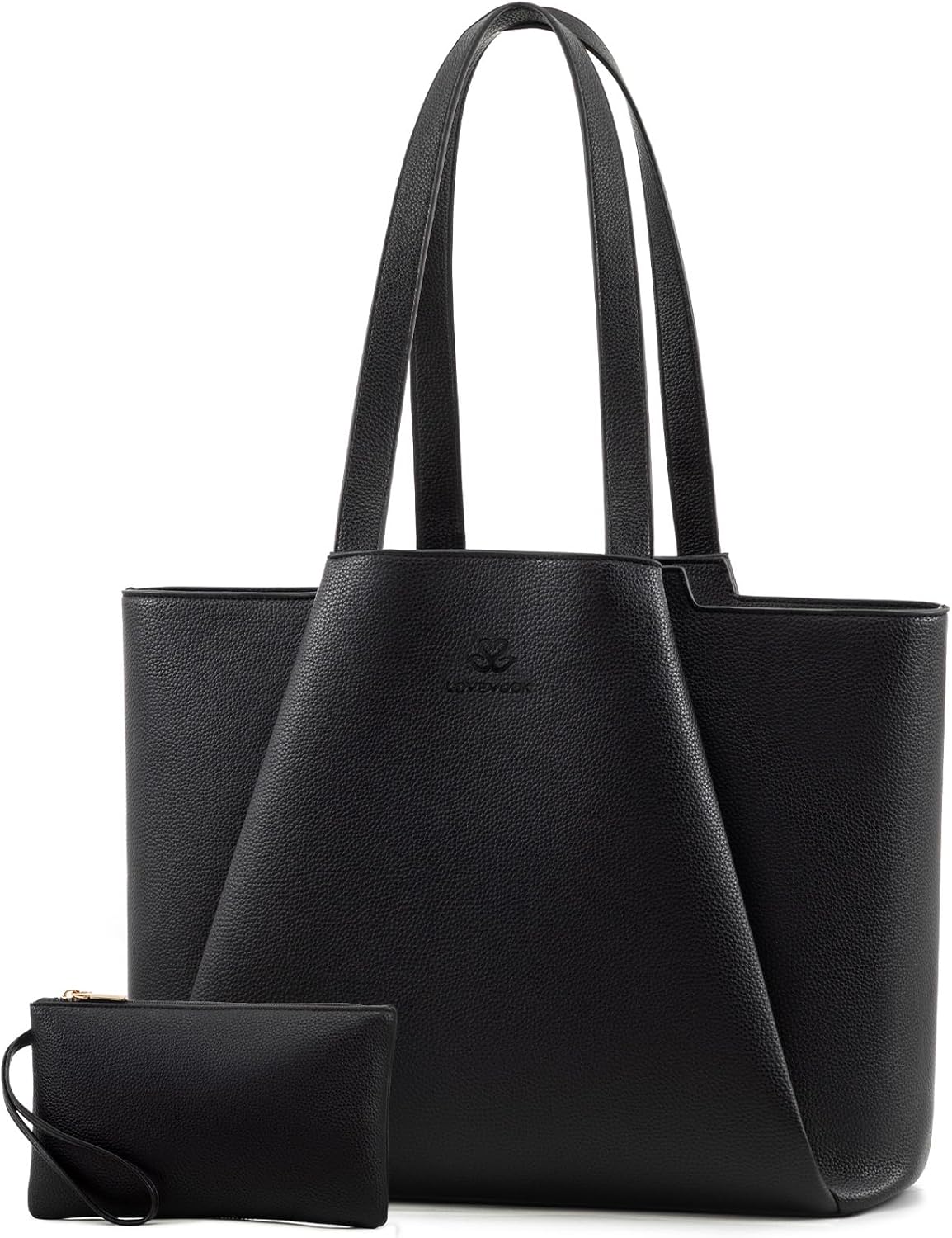 LOVEVOOK Laptop Tote for Women - 15.6 Inch Faux Leather Laptop Bag with Clutch, Large Capacity Office Purse Computer