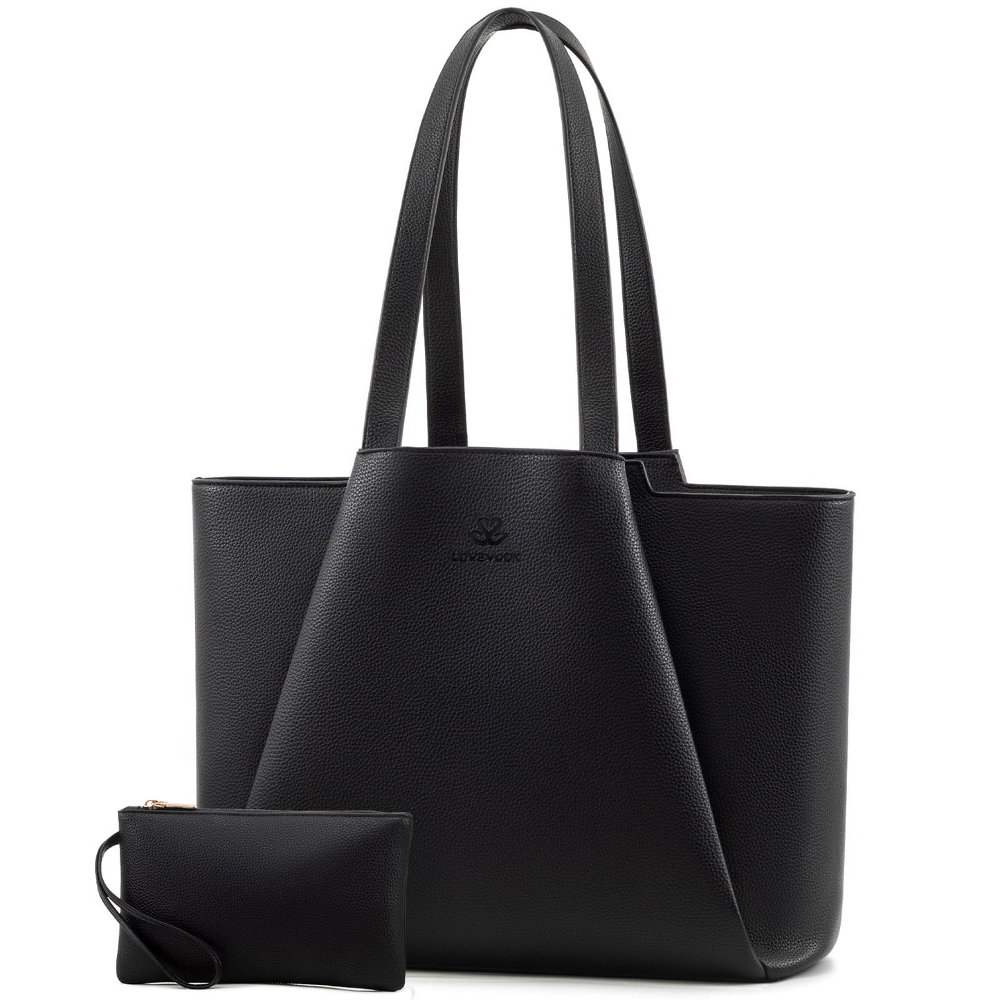 LOVEVOOK Laptop Tote for Women - 15.6 Inch Faux Leather Laptop Bag with Clutch, Large Capacity Office Purse Computer