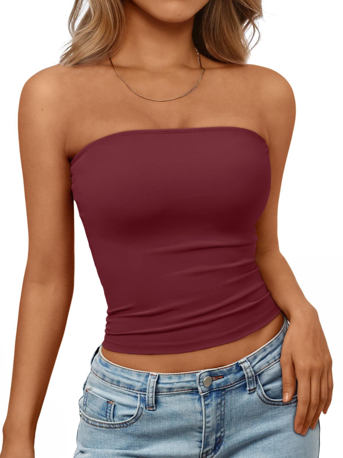 Trendy Queen Women's Strapless Bandeau Crop Top