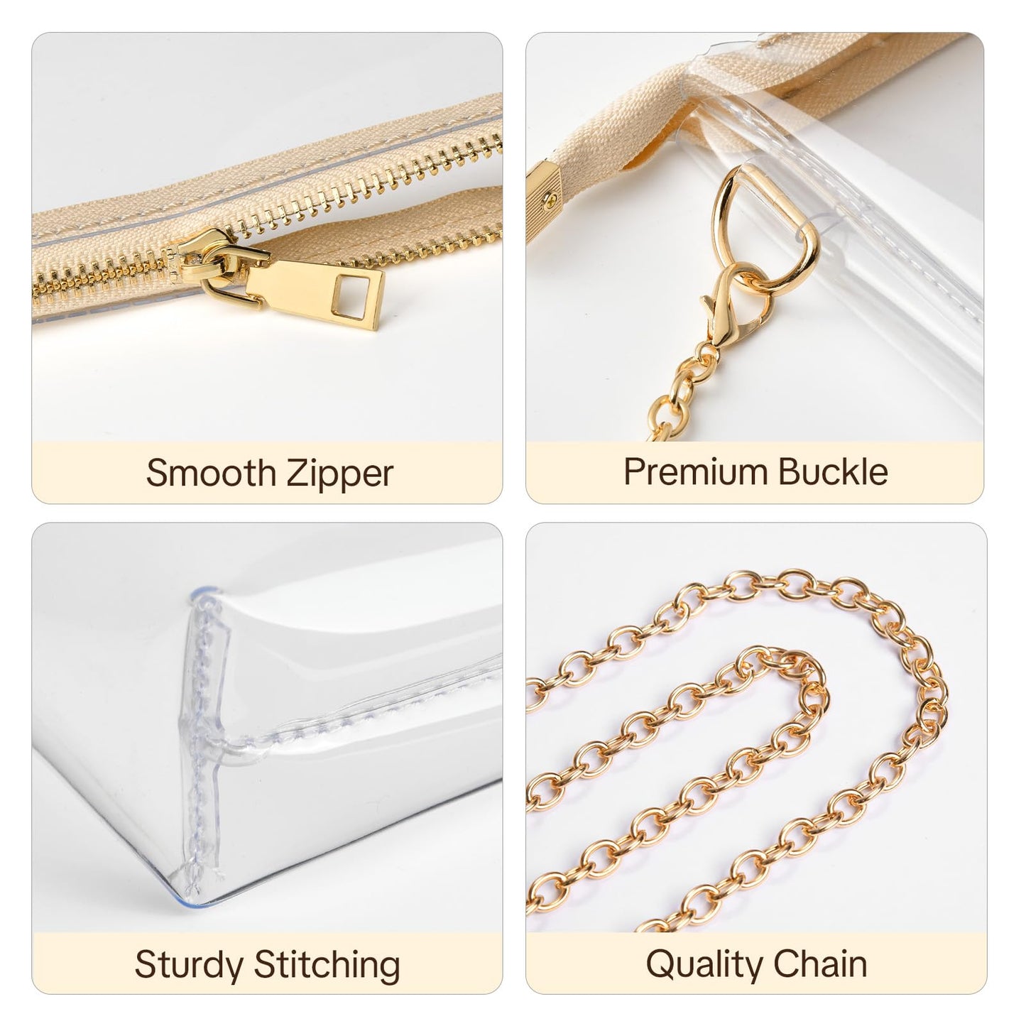 BS-VOG Clear Purse for Stadium Events, Clear Crossbody Bag for Women