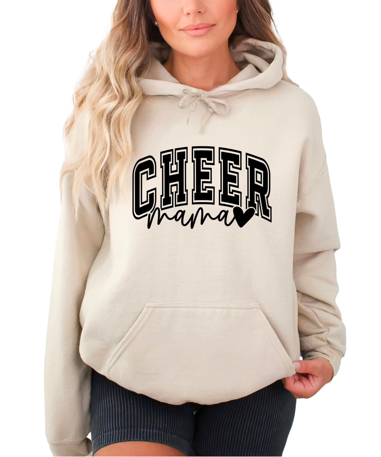 Olive Loves Apple Cheer Mama Hoodie for Women Cheerleading Mom Game Day Pullover Cheer Competition Sweatshirt