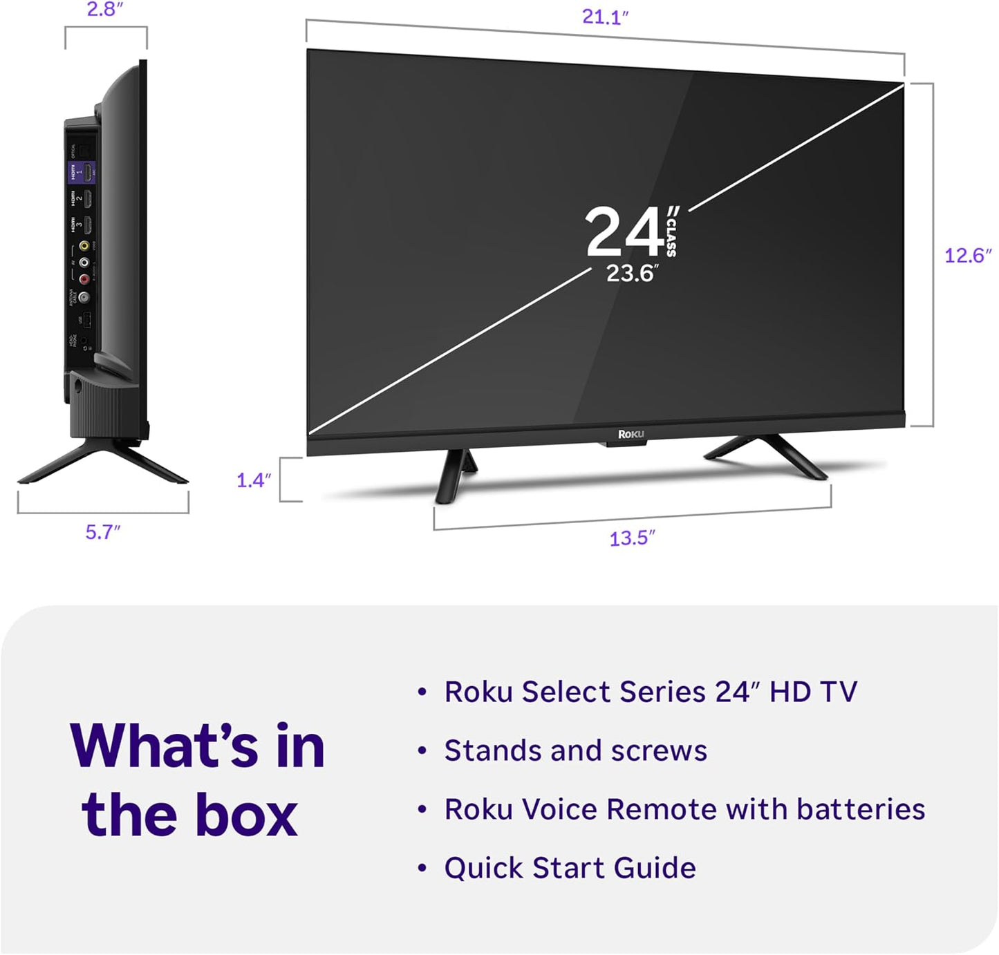 Roku 24-Inch Select Series Smart TV 2026-720p HD TV - RokuTV
