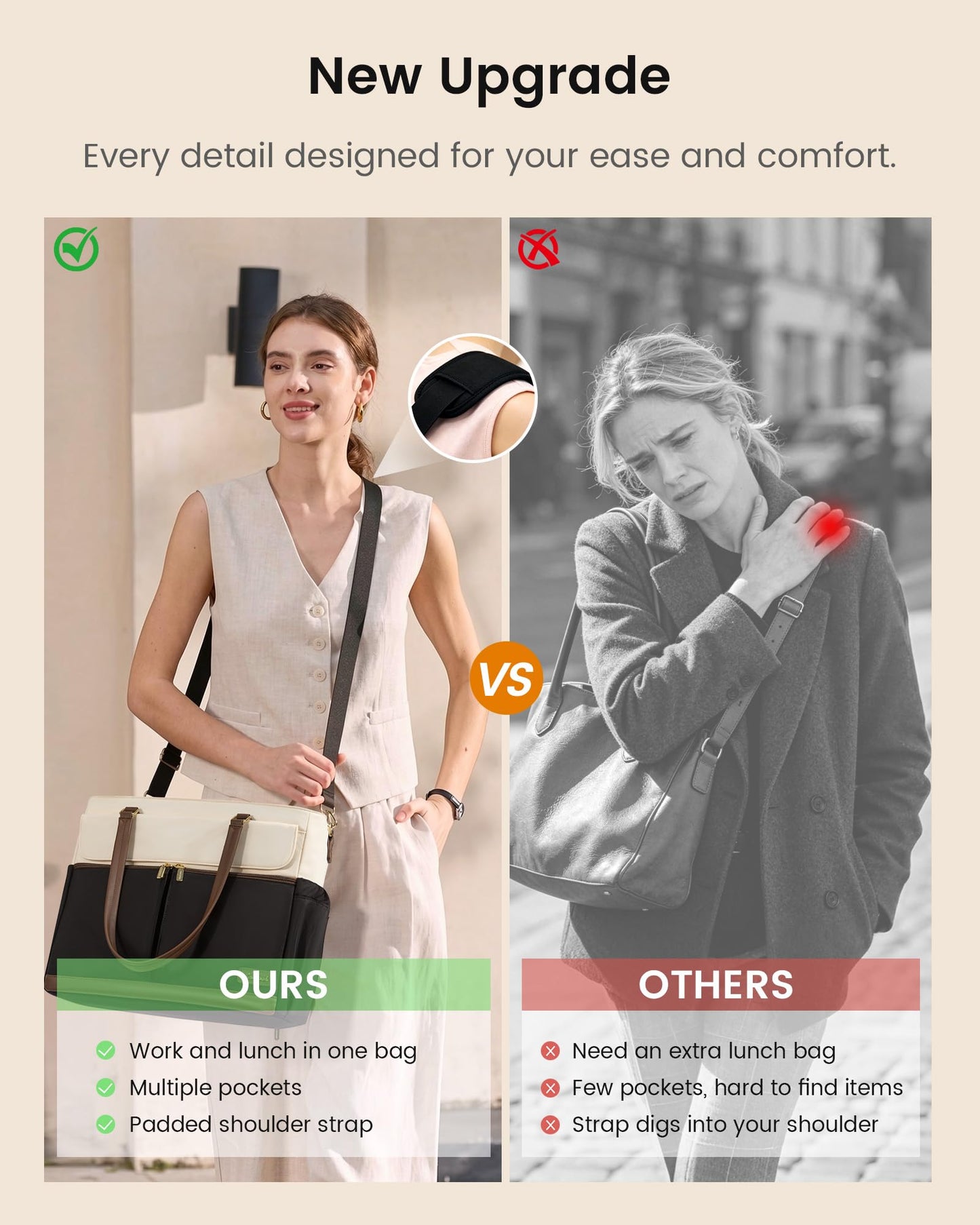 LOVEVOOK Lunch Tote Bag for Women, Work Laptop Bag with Lunch Compartment