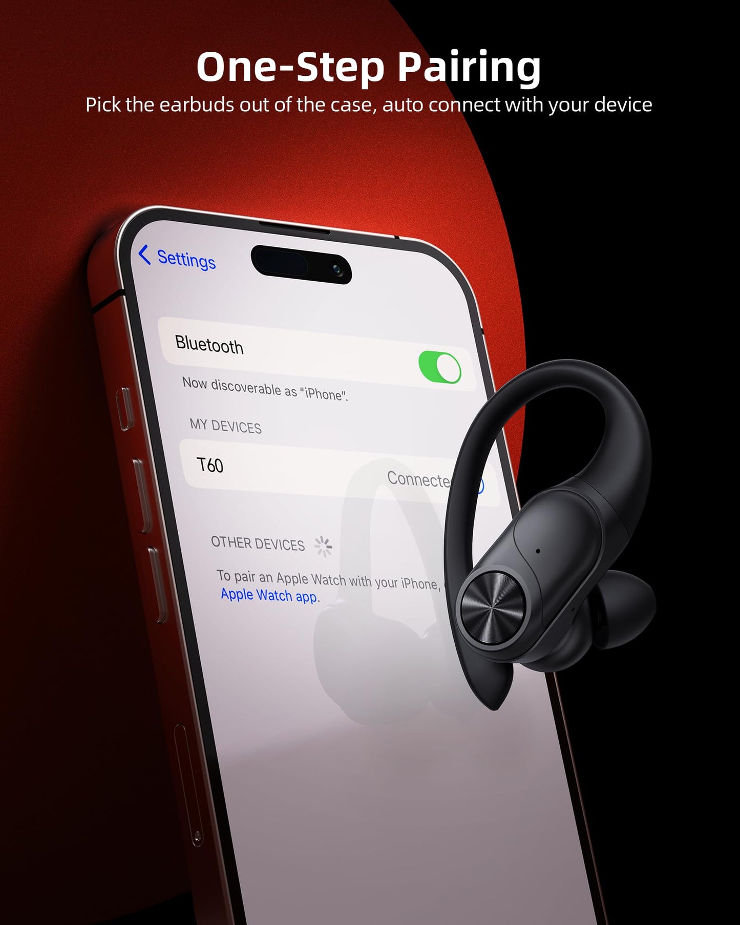 PocBuds Bluetooth Headphones Wireless Earbuds 80hrs Playtime Wireless Charging Case Digital Display Sports Ear Buds with Earhook Deep Bass IPX7 Waterproof Over-Ear Earphones for TV Phone Laptop Olive