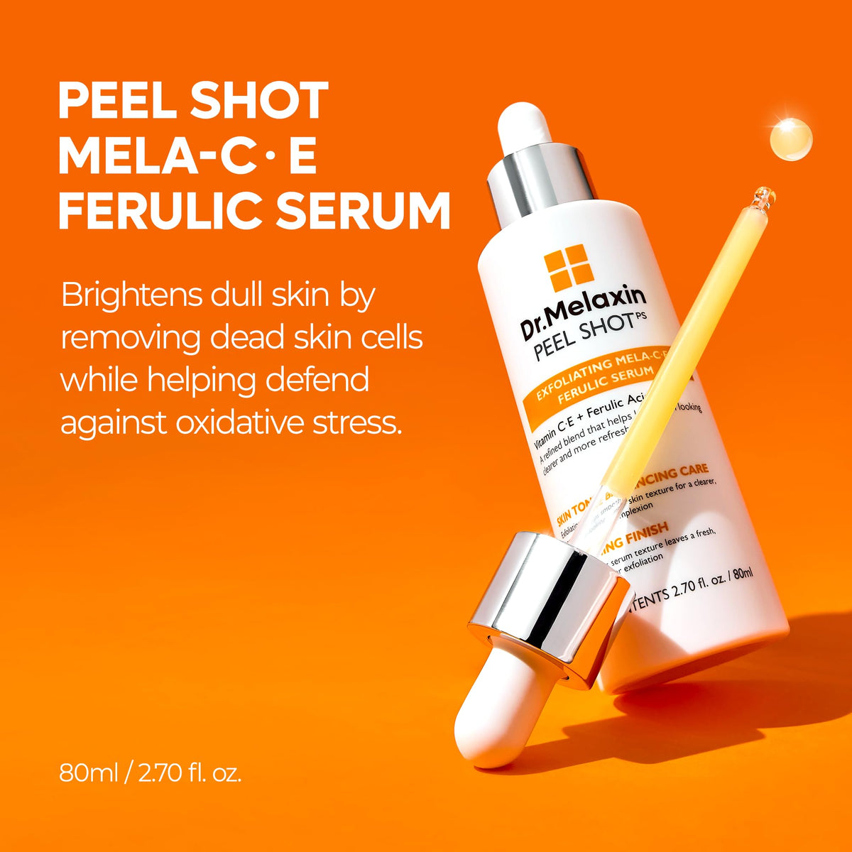 Dr.Melaxin Peel Shot Black Rice Exfoliating Ampoule, Face Exfoliator with AHA BHA Niacinamide Rice Bran Water, Blackhead Remover, Pore Minimizer, Brightening Glass Skin Serum, Korean Skin Care, 2.7 oz