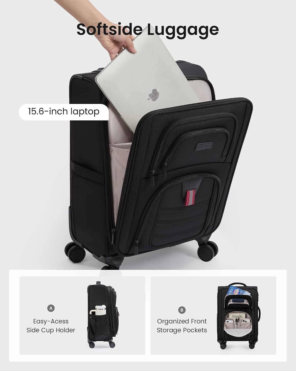 LOVEVOOK Carry On Luggage 22x14x9 - Airline Approved Spinner Suitcase