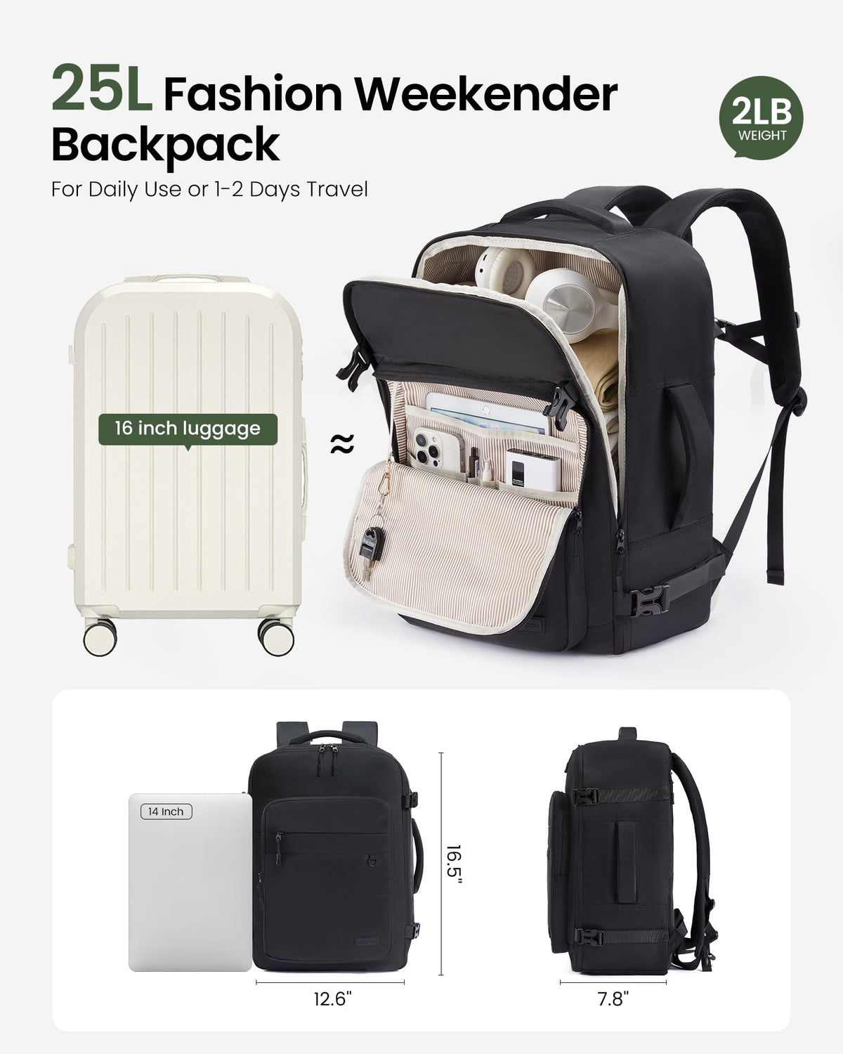 LOVEVOOK 40L Travel Backpack for Women Men, Carry on Backpack for Travel