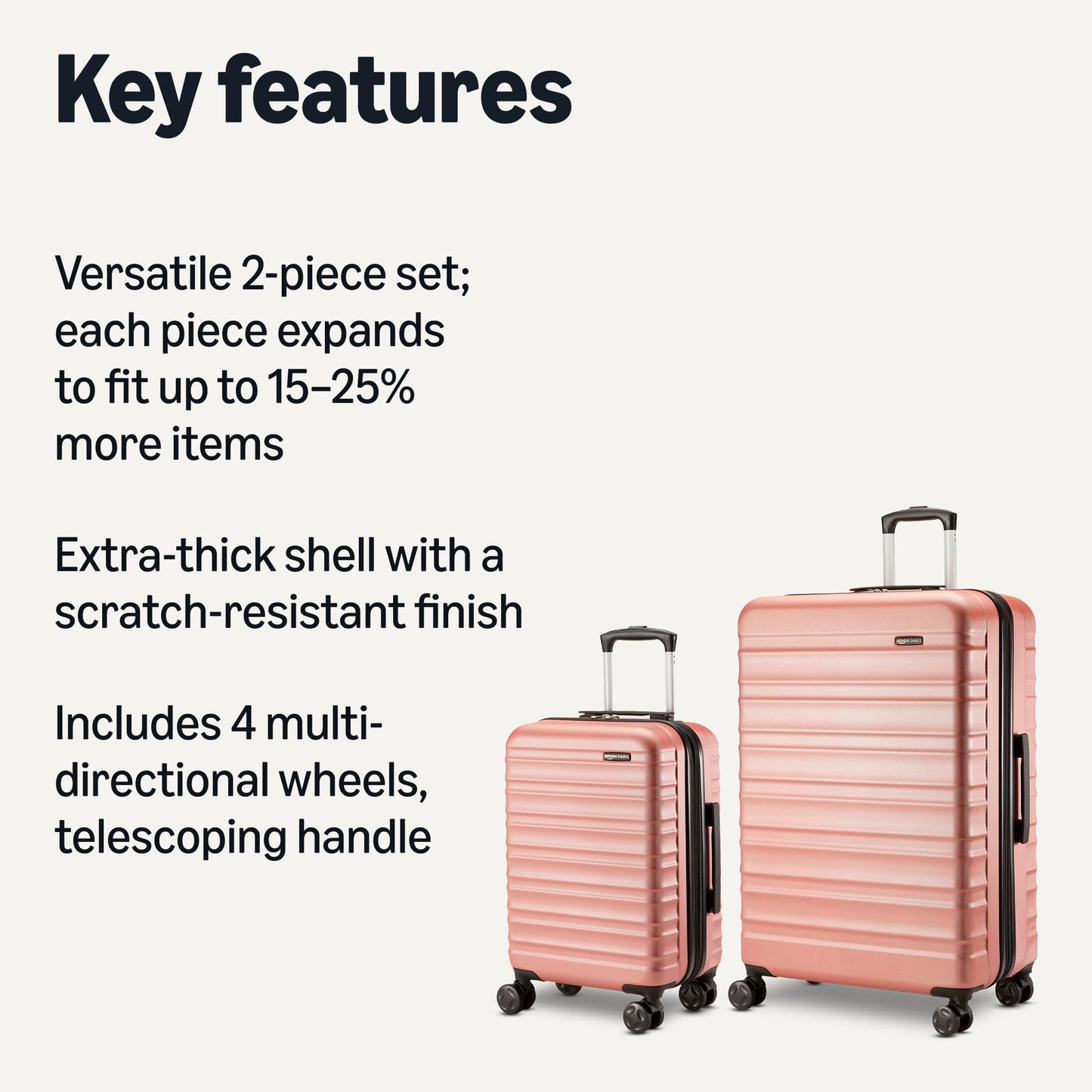 Amazon Basics 30" Hardside Large Checked Luggage, Hardshell Suitcase With Four Multi-directional Wheels, Expandable For Up to 15% More Space, Scratch-Resistant Shell, Black