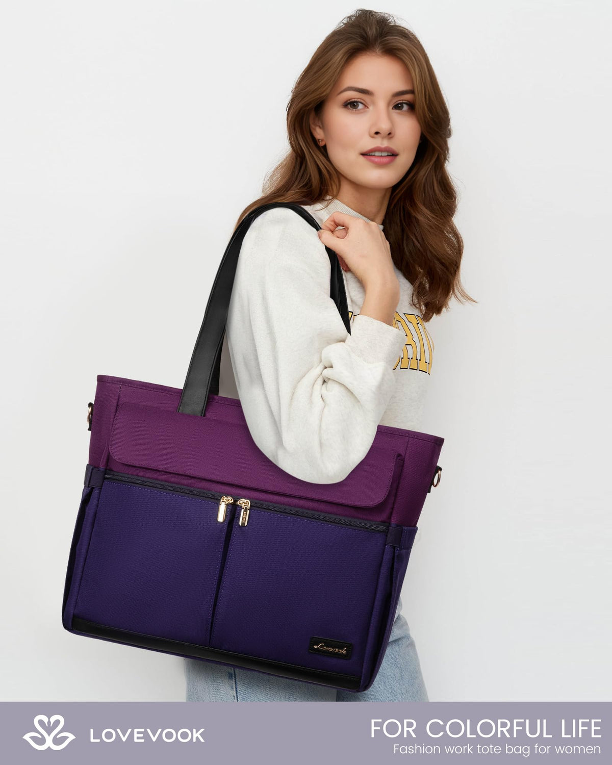 LOVEVOOK Lunch Tote Bag for Women, Work Laptop Bag with Lunch Compartment