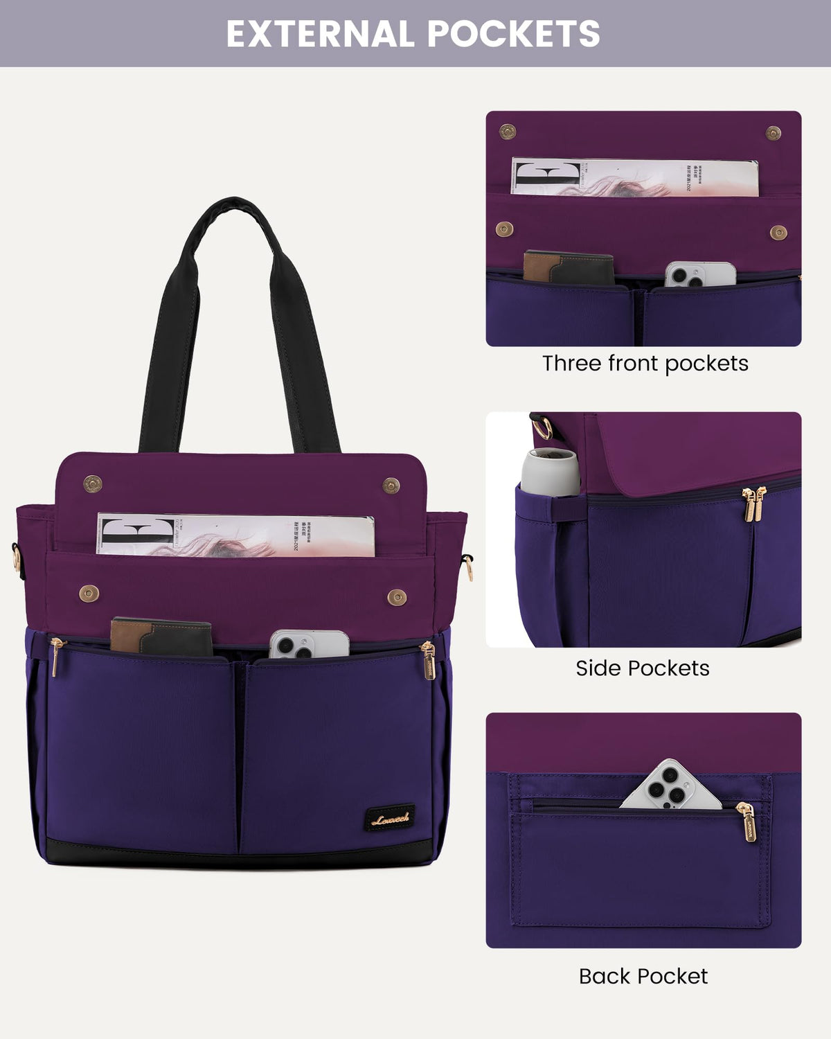 LOVEVOOK Lunch Tote Bag for Women, Work Laptop Bag with Lunch Compartment