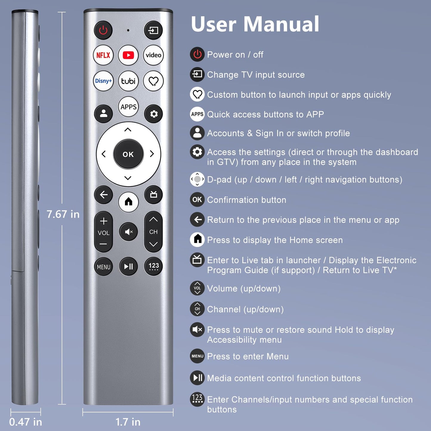 (2 Pack) Replacement Remote for Roku Box Express Player Premiere Control