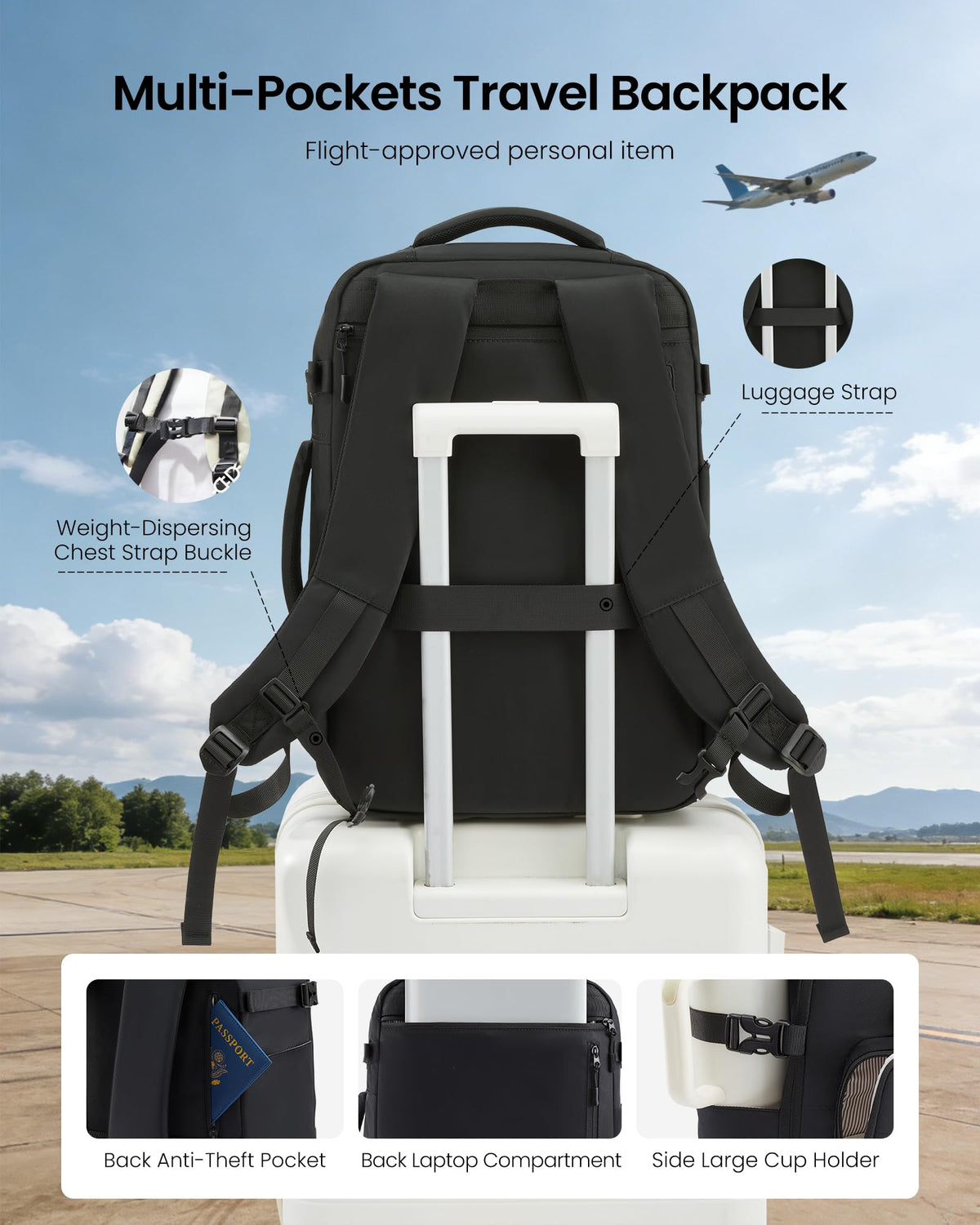 LOVEVOOK 40L Travel Backpack for Women Men, Carry on Backpack for Travel