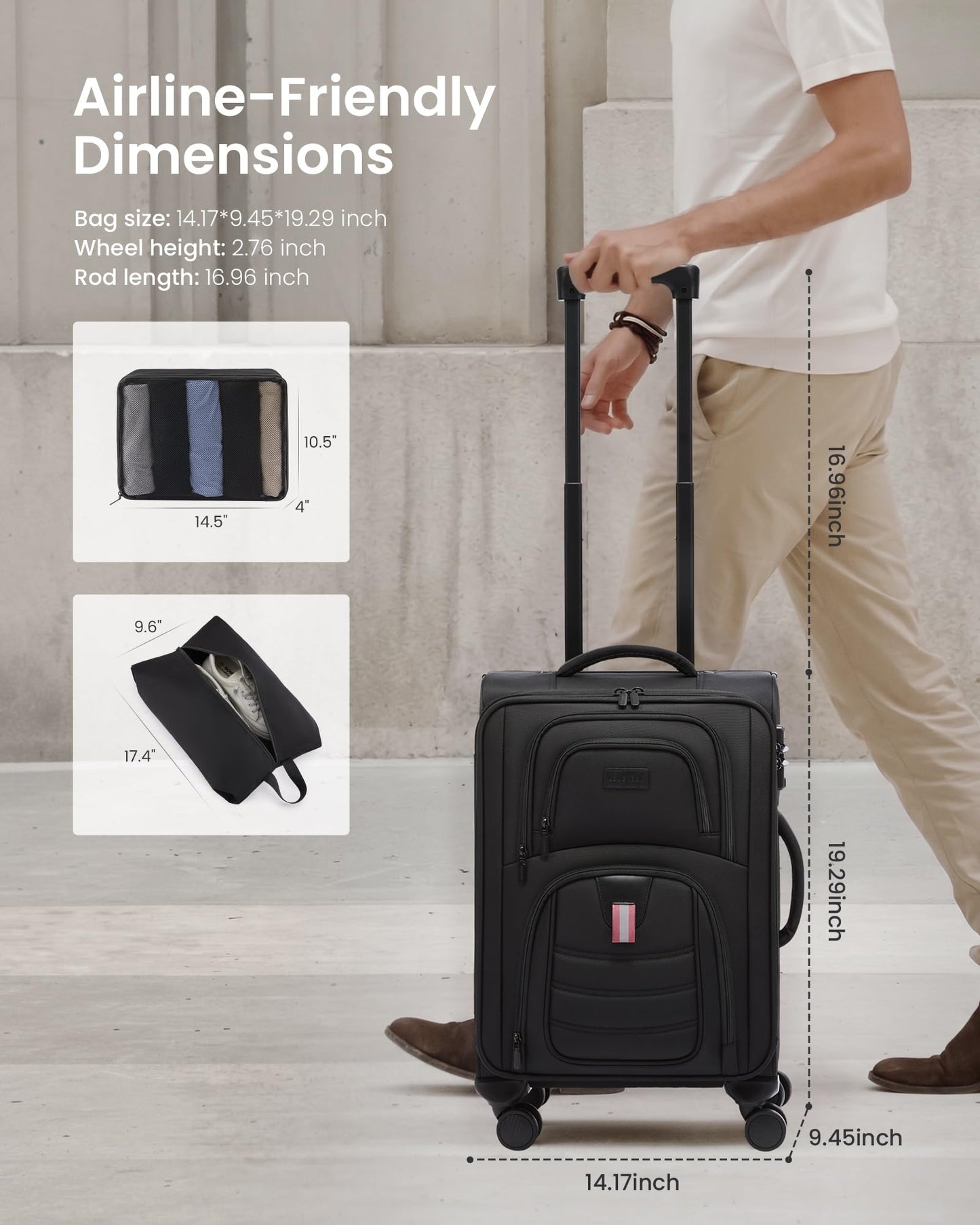 LOVEVOOK Carry On Luggage 22x14x9 - Airline Approved Spinner Suitcase