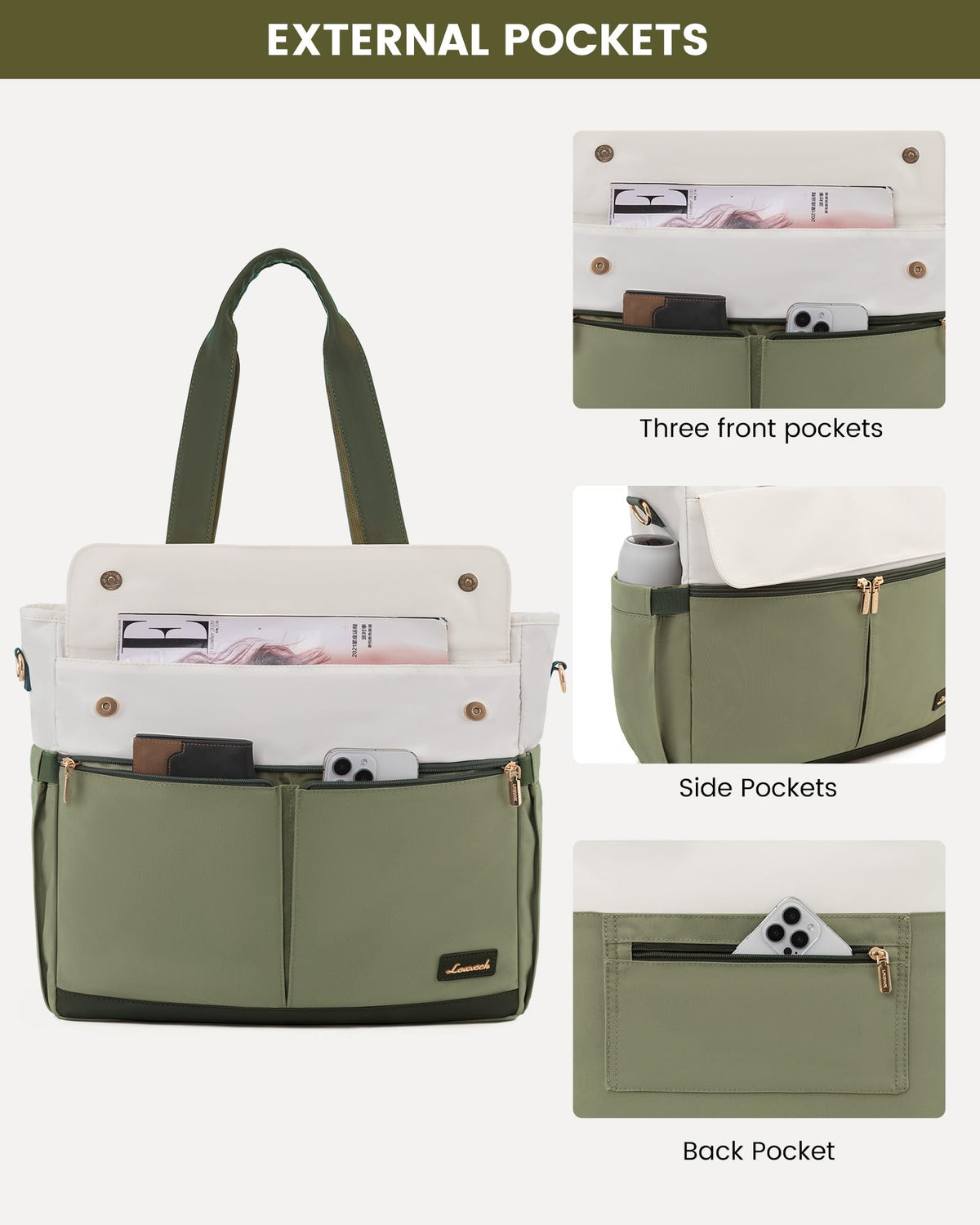 LOVEVOOK Lunch Tote Bag for Women, Work Laptop Bag with Lunch Compartment