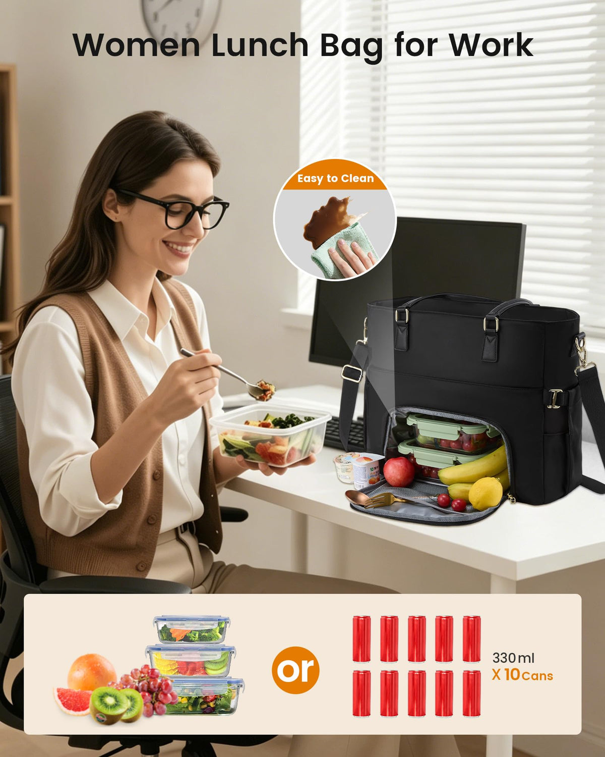 LOVEVOOK Lunch Tote Bag for Women, Work Laptop Bag with Lunch Compartment