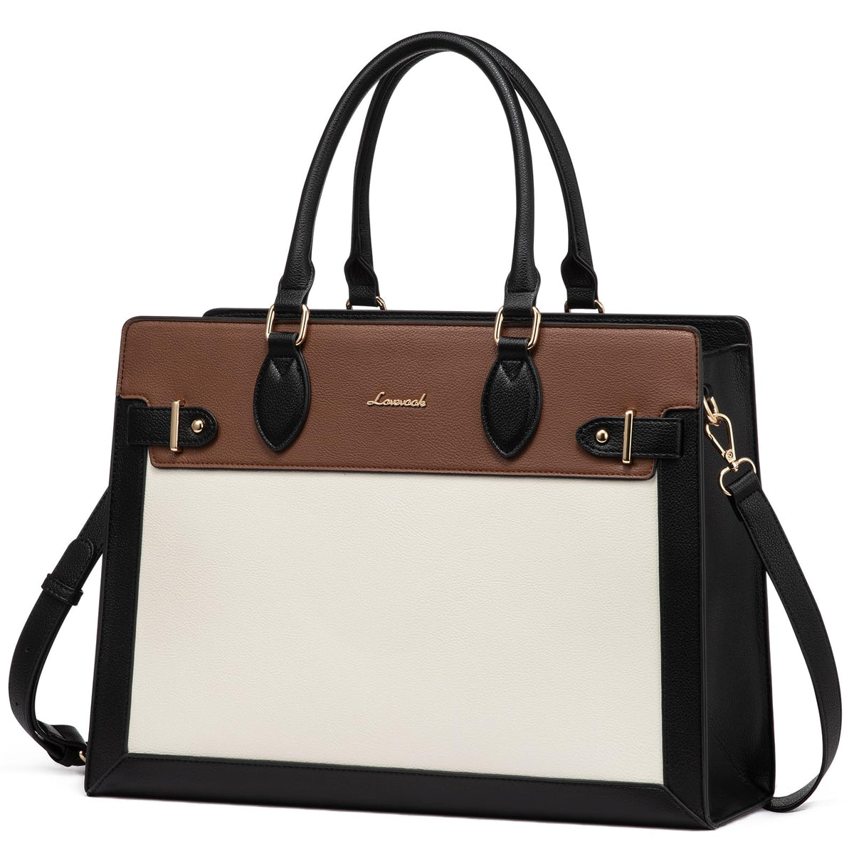 LOVEVOOK Laptop Bag for Women 15.6 Inch Work Tote, Business Computer Briefcase, Waterproof PU Leather Tote Bag for Teacher, Office Shoulder Tote Purse