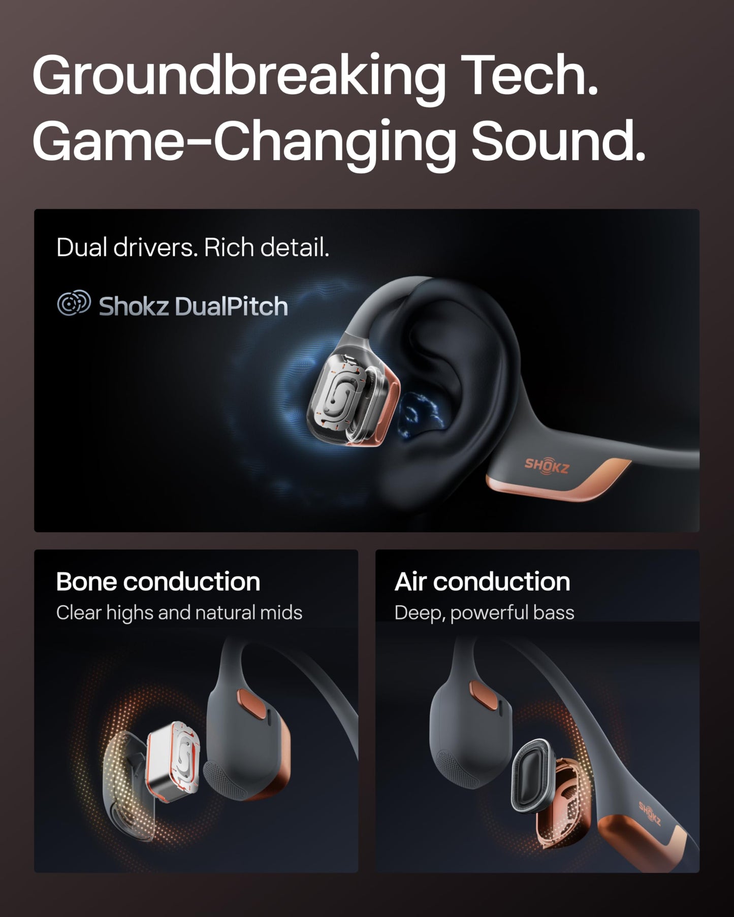 SHOKZ OpenRun Pro 2 Bone Conduction Bluetooth Sport Headphones, Black