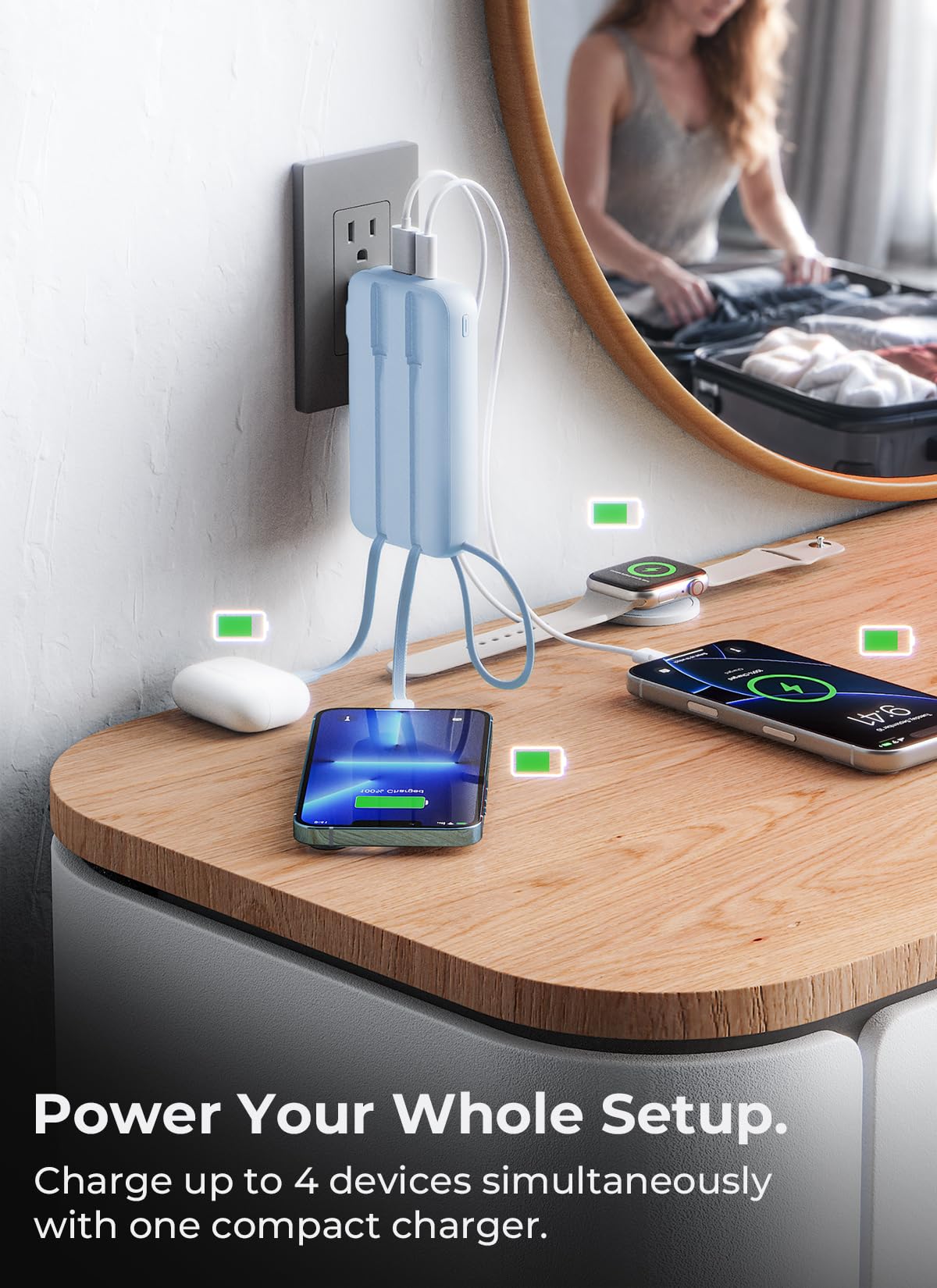 Portable Charger 50000mAh, Power Bank with Built-in Cables & Wall Plug