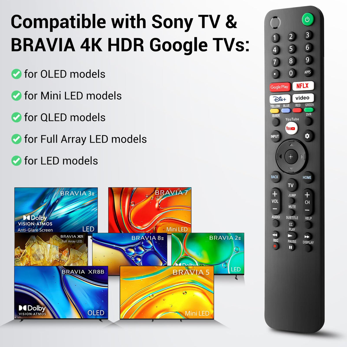 Universal-TV-Remote-Control for Samsung LG Vizio Roku TCL Hisense Sony TVs