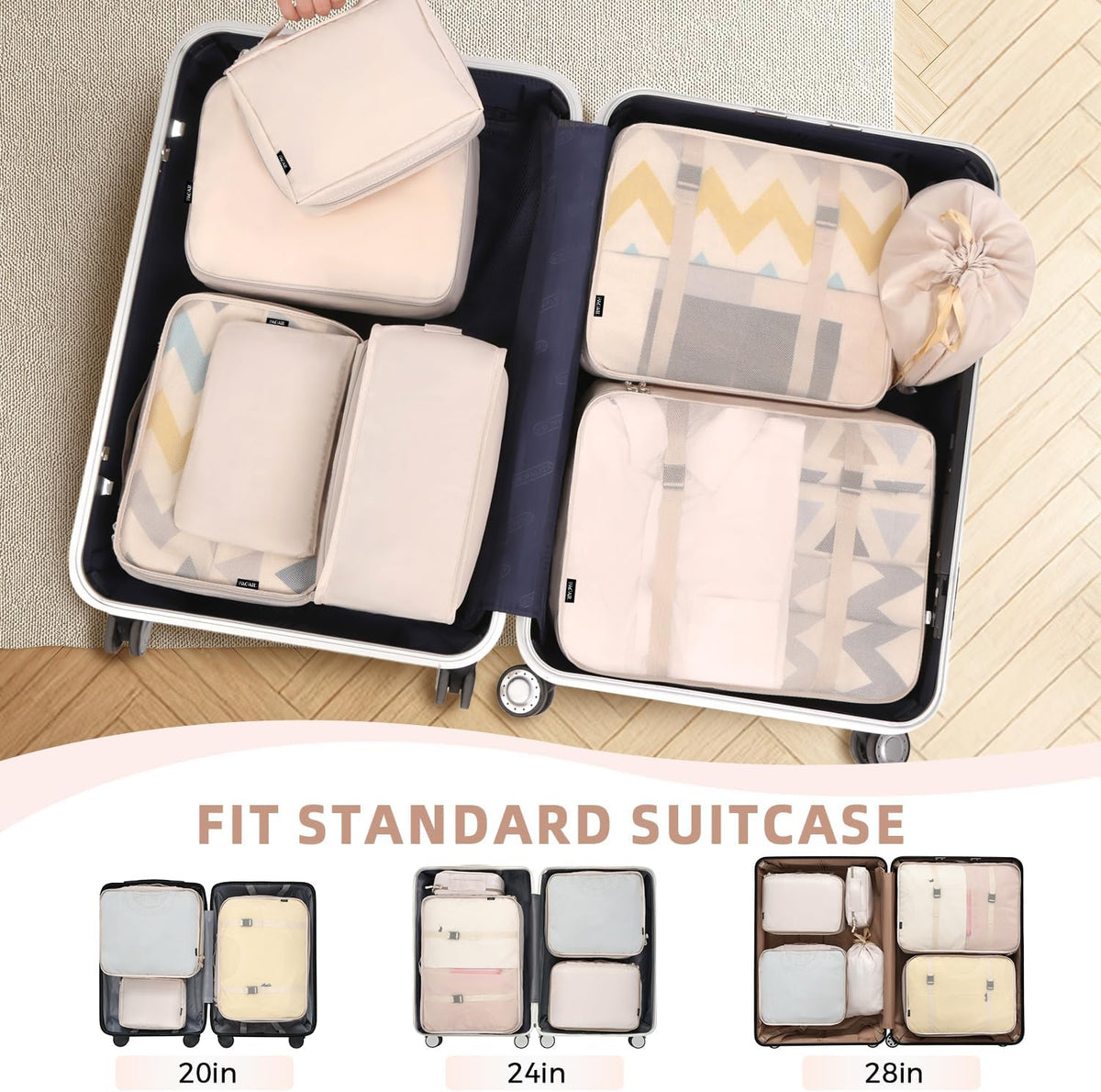 BAGAIL 8 Set Packing Cubes Luggage Packing Organizers for Travel Accessories-Aqua Color