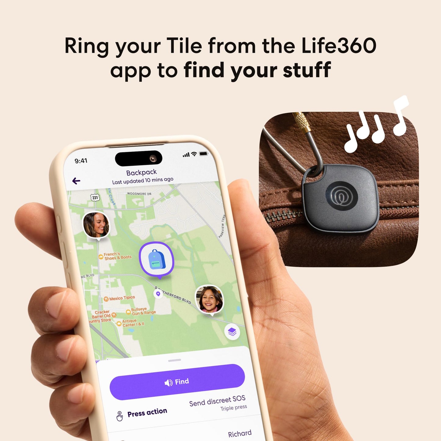 Life360 Tile - Bluetooth Tracker, Keys Finder and Item Locator for Keys, Bags and More. Phone Finder. Both iOS and Android Compatible. 1-Pack (Black)