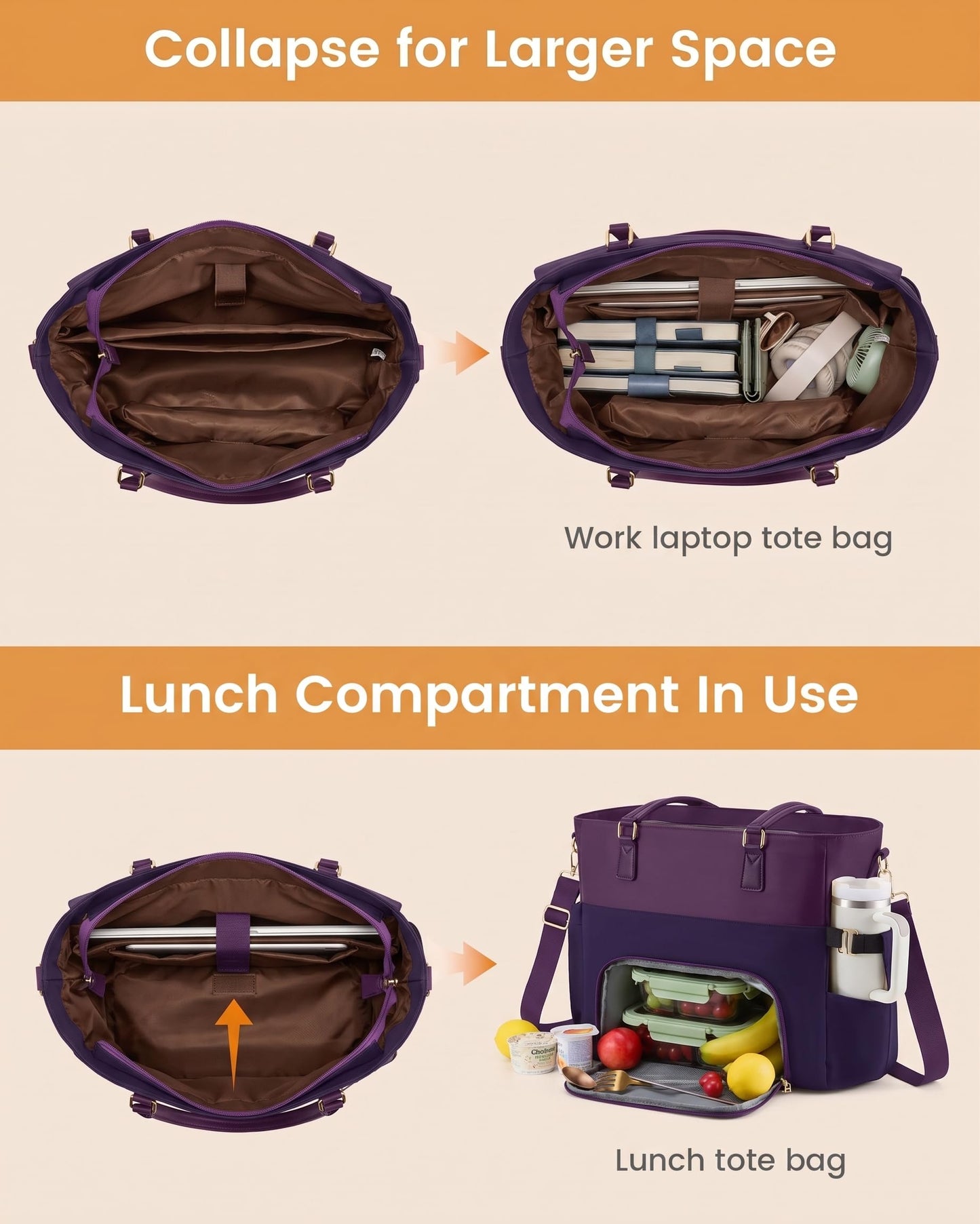 LOVEVOOK Lunch Tote Bag for Women, Work Laptop Bag with Lunch Compartment