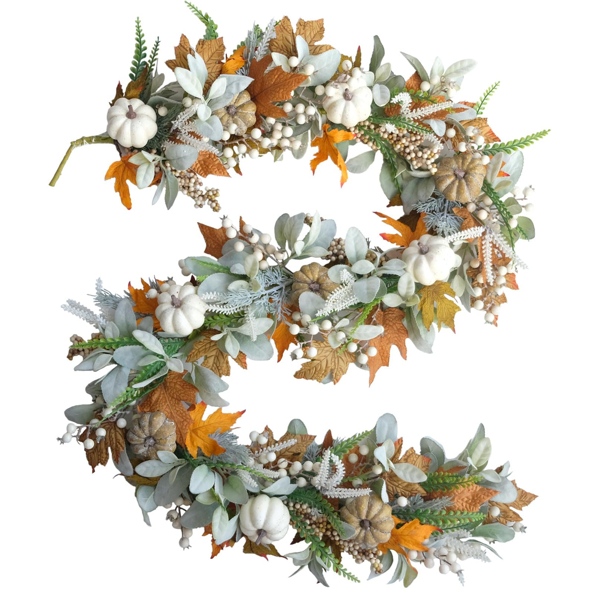 20" Harvest Fall Wreath for Front Door,Pumpkins Berries Autumn Wreaths