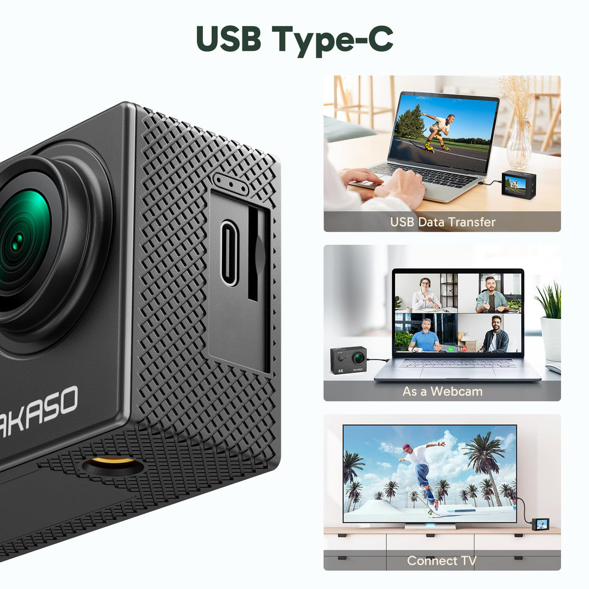 AKASO EK7000 4K30FPS 20MP WiFi Action Camera with EIS Ultra HD 131FT Waterproof Underwater Camera Remote Control 4X Zoom Support External Microphone Blue