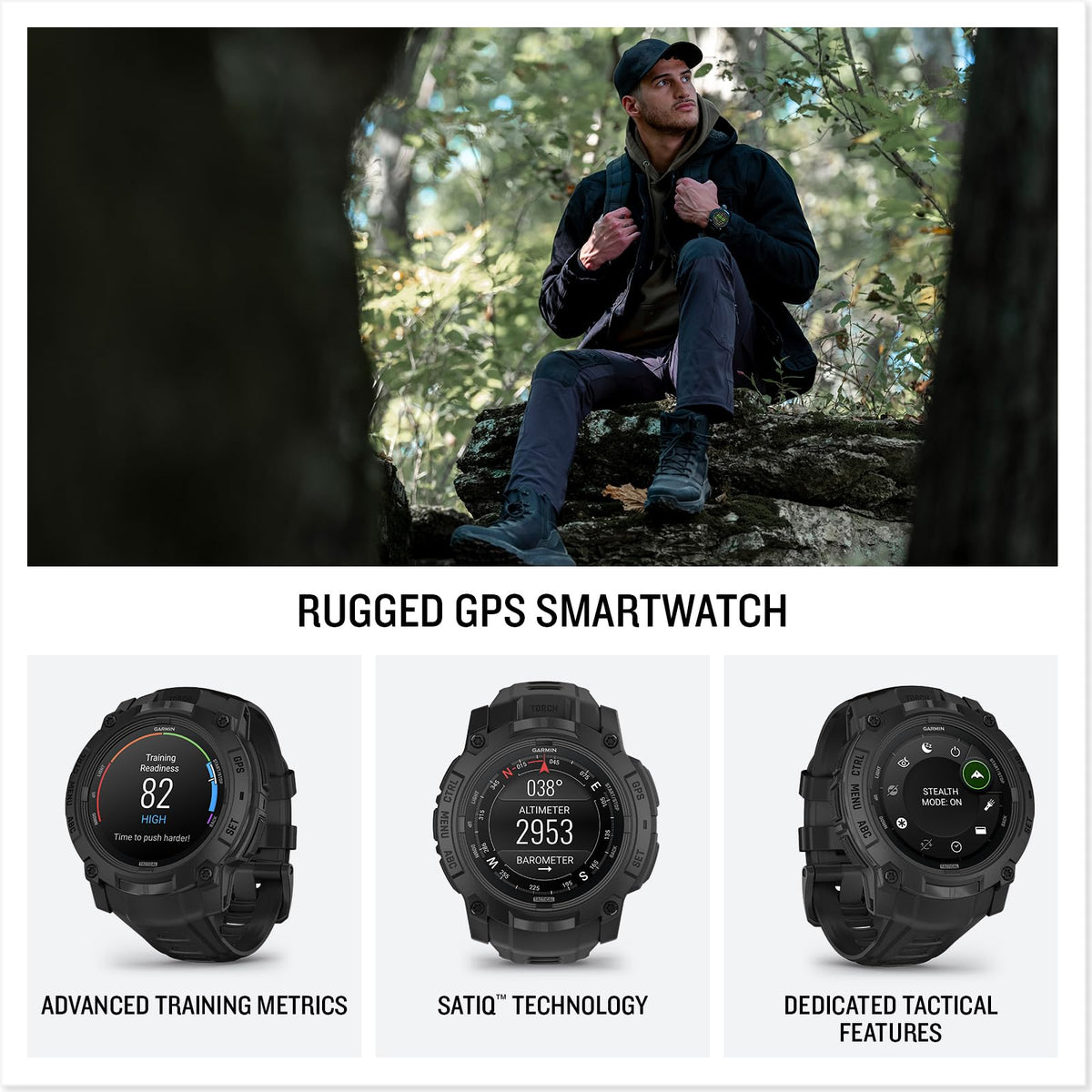 Garmin Instinct® 3 Tactical, Solar, 50mm, Black