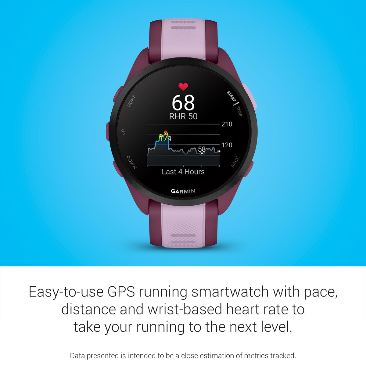 Garmin Forerunner® 165, Running Smartwatch, 43mm, Whitestone