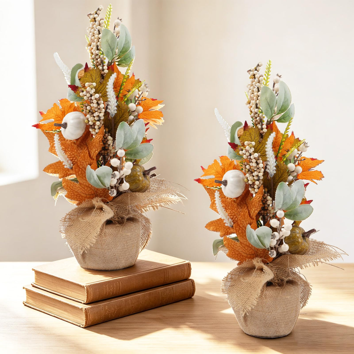 20" Harvest Fall Wreath for Front Door,Pumpkins Berries Autumn Wreaths