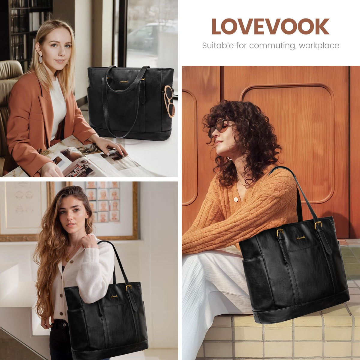 LOVEVOOK Laptop Work Tote Bag for Women,Teacher Computer Briefcase Business Shoulder Bag for Office Travel Gift