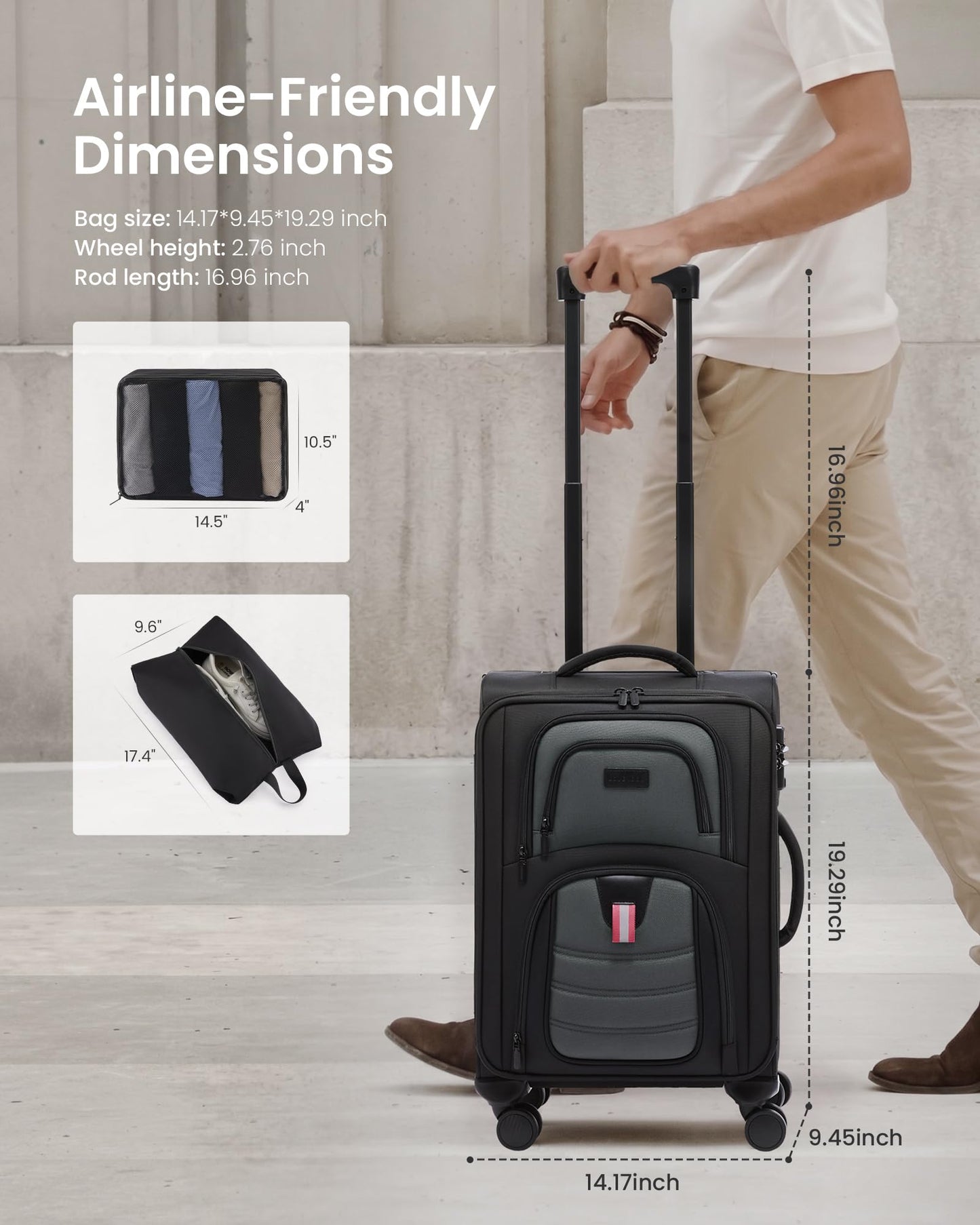 LOVEVOOK Carry On Luggage 22x14x9 - Airline Approved Spinner Suitcase