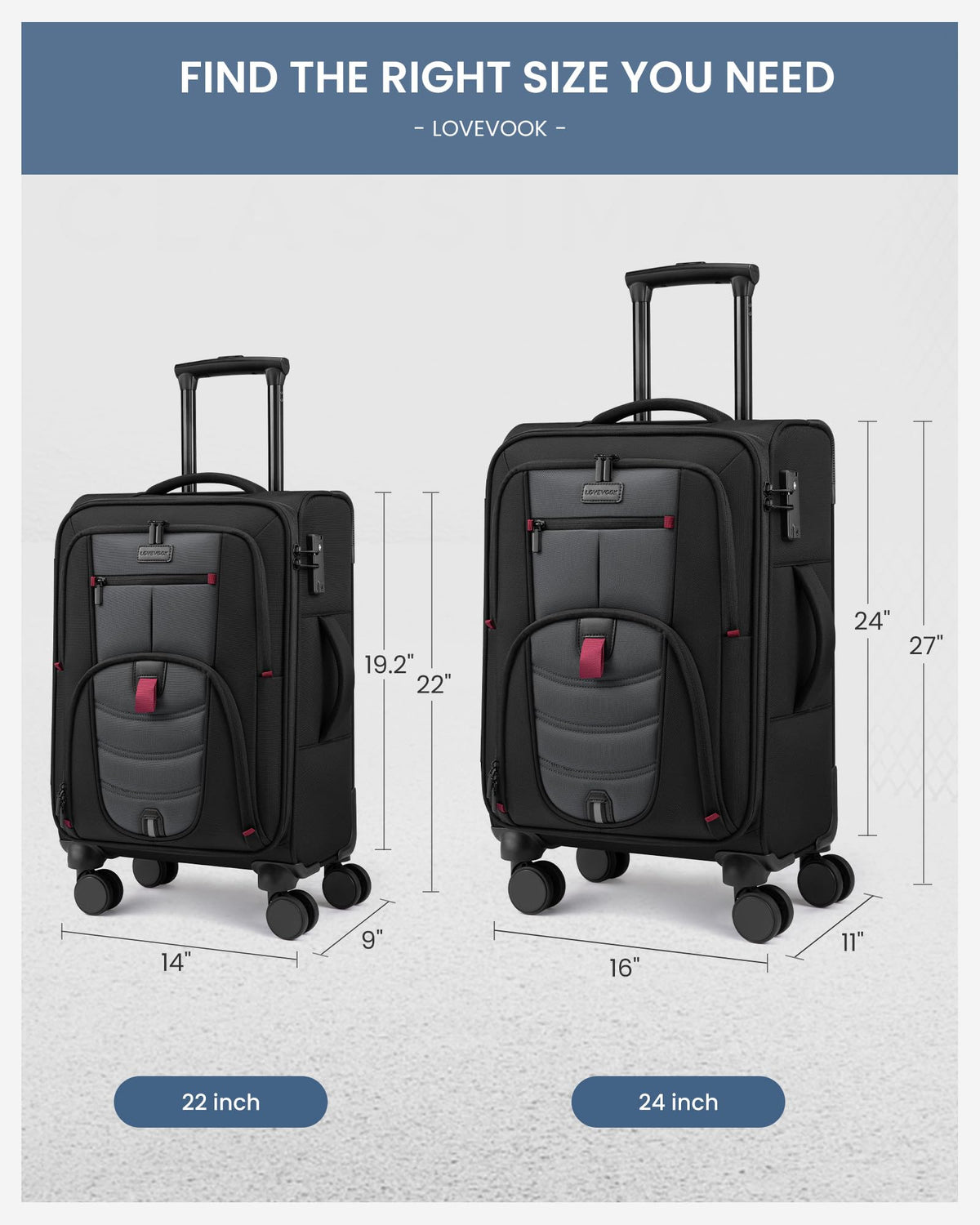Carry On Luggage 22x14x9 Airline Approved with TSA Lock for Business Trip