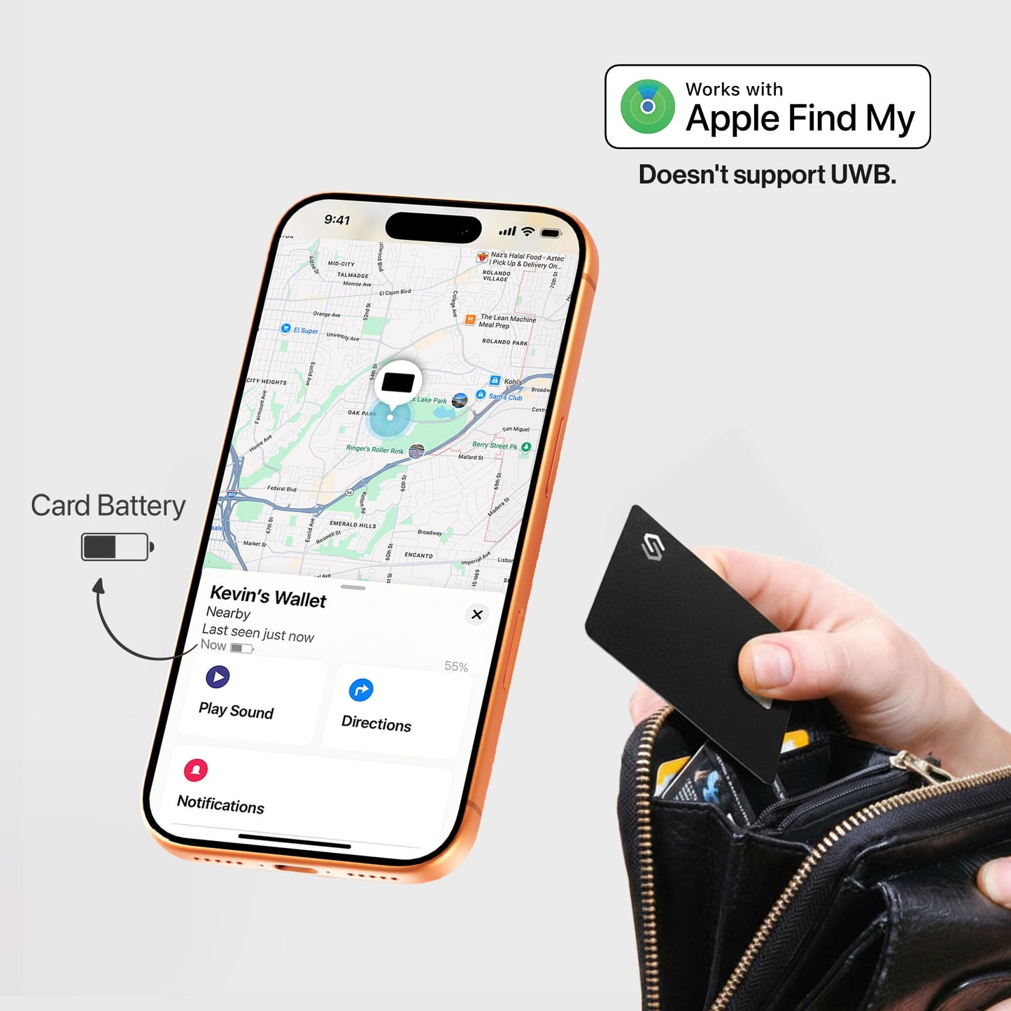 SPOTMINDERS Apple MFi Certified Wallet Tracker 2-Pack Black & Pink (iOS Only) Travel Pack for Couples 0.07in Works with Apple Find My Rechargeable Tracking Card Slim Item Finder for Luggage, Passport