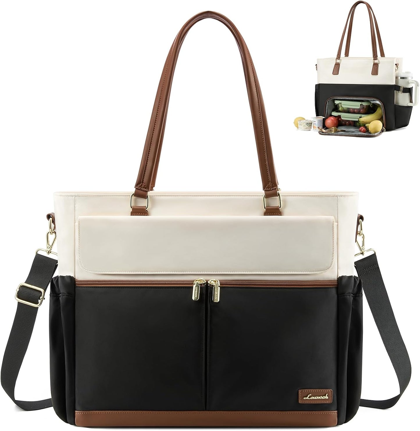 LOVEVOOK Lunch Tote Bag for Women, Work Laptop Bag with Lunch Compartment