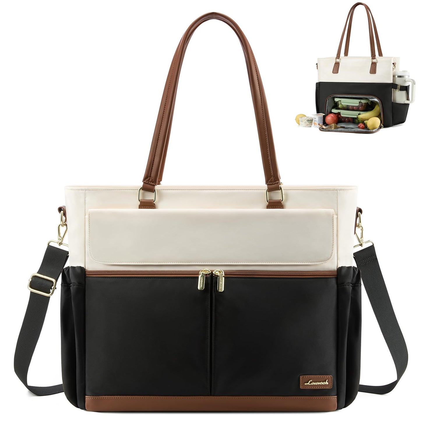 LOVEVOOK Lunch Tote Bag for Women, Work Laptop Bag with Lunch Compartment
