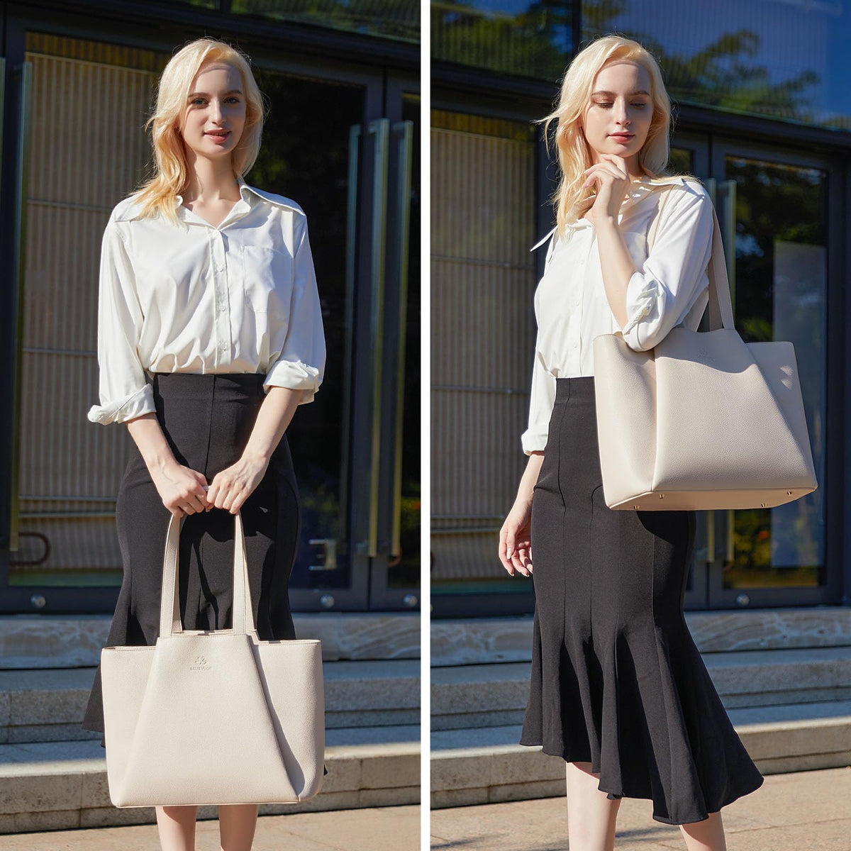 LOVEVOOK Laptop Tote for Women - 15.6 Inch Faux Leather Laptop Bag with Clutch, Large Capacity Office Purse Computer