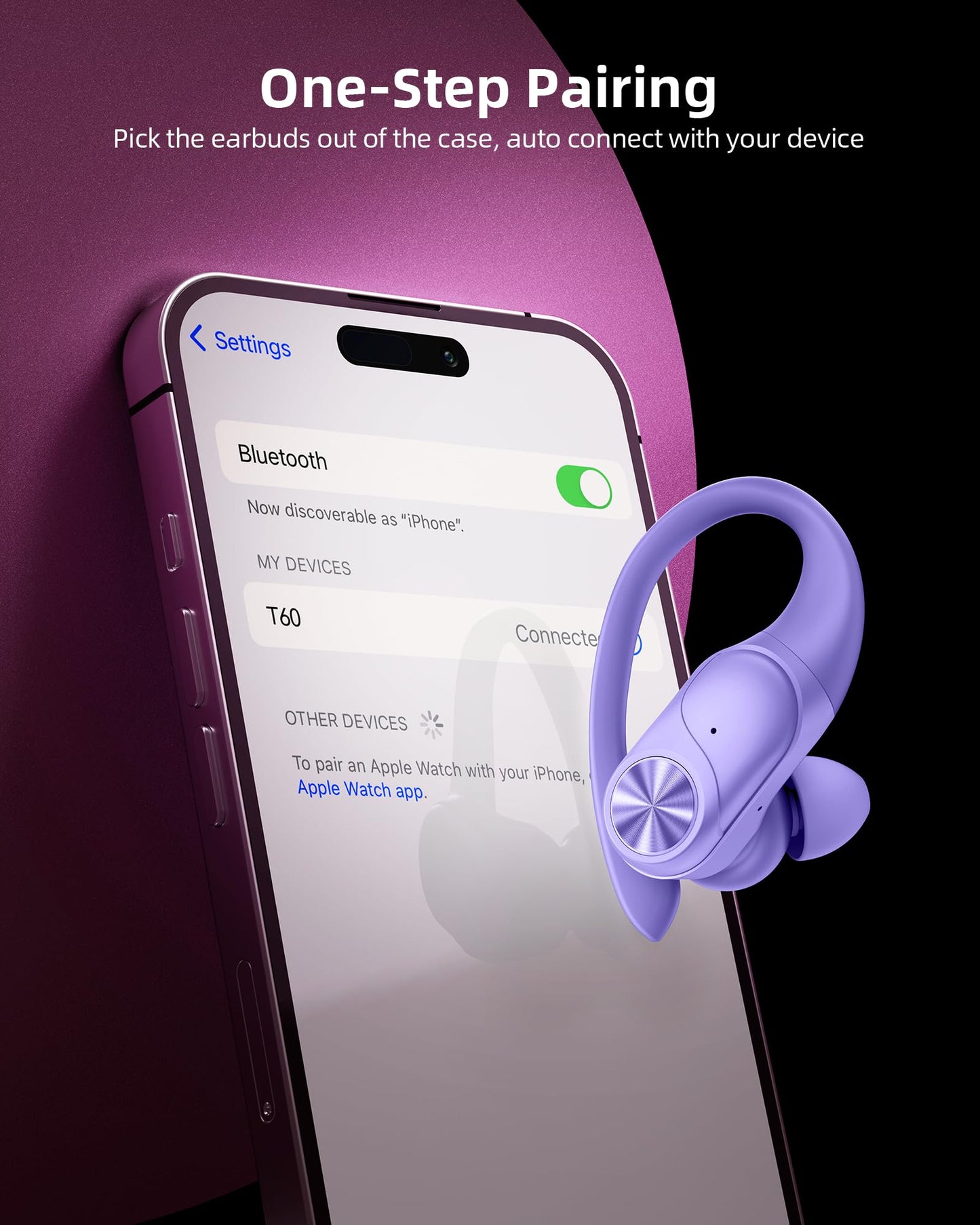 PocBuds Bluetooth Headphones Wireless Earbuds 80hrs Playtime Wireless Charging Case Digital Display Sports Ear Buds with Earhook Deep Bass IPX7 Waterproof Over-Ear Earphones for TV Phone Laptop Olive