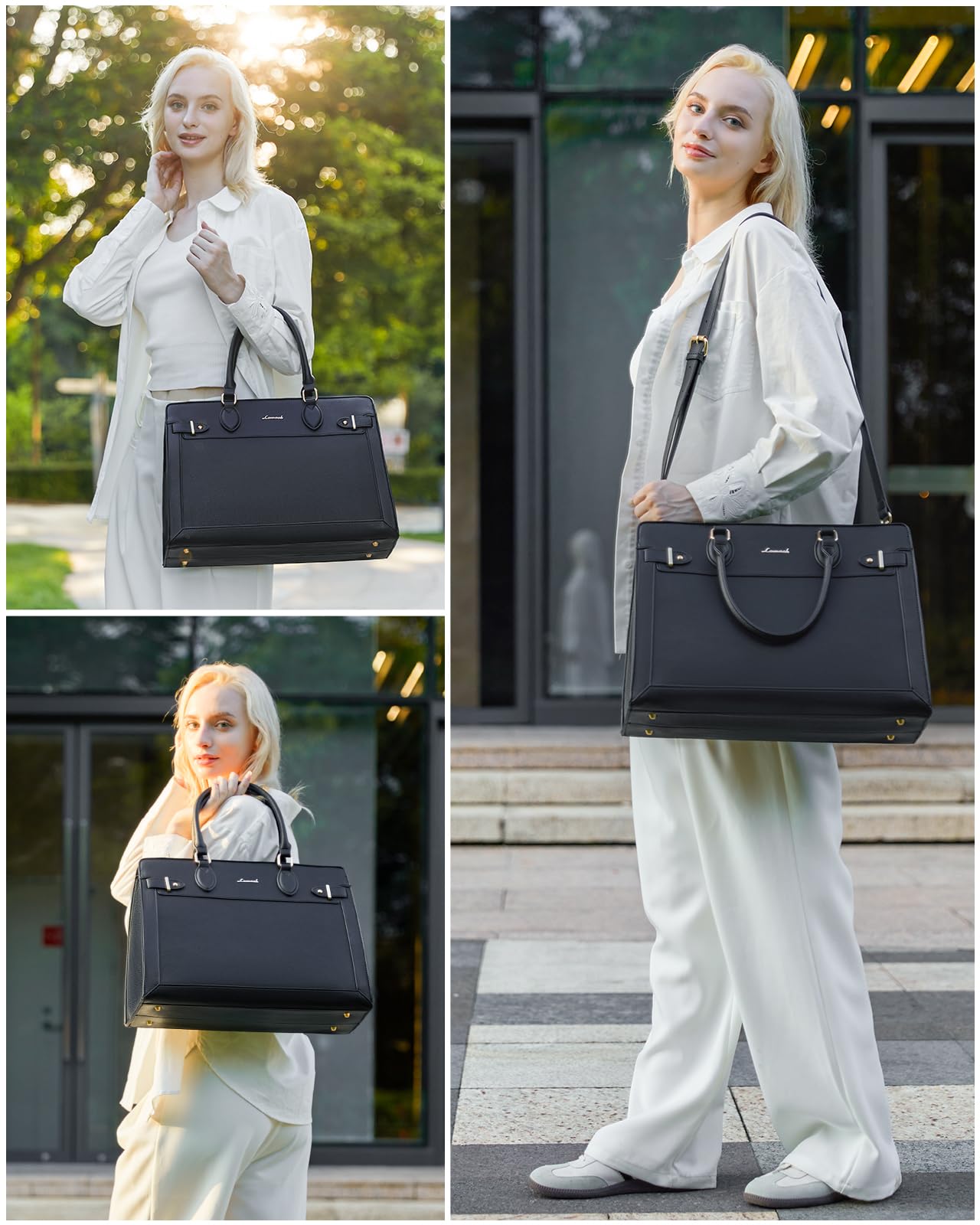 LOVEVOOK Laptop Bag for Women 15.6 Inch Work Tote, Business Computer Briefcase, Waterproof PU Leather Tote Bag for Teacher, Office Shoulder Tote Purse