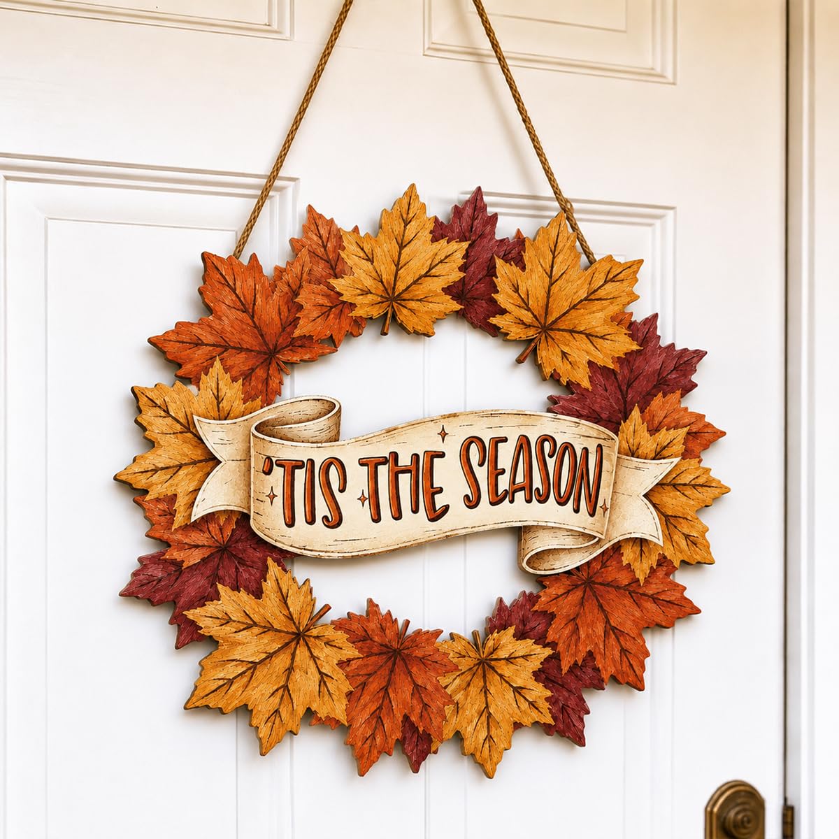 Fall Door Decor Wooden Pumpkin Door Hanger, Welcome Sign for Front Door