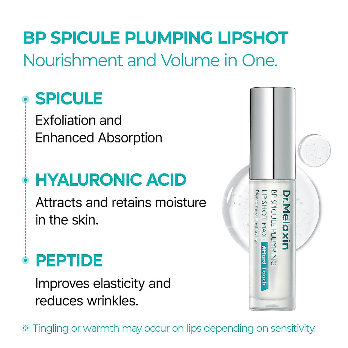 Dr.Melaxin BP Spicule Plumping Lip Shot Maxi – Microneedle Lip Plumper for Fuller Lips & Smooth Texture, Hyaluronic Acid & Peptides for Volume & Fine Line Care, Korean Lip Treatment