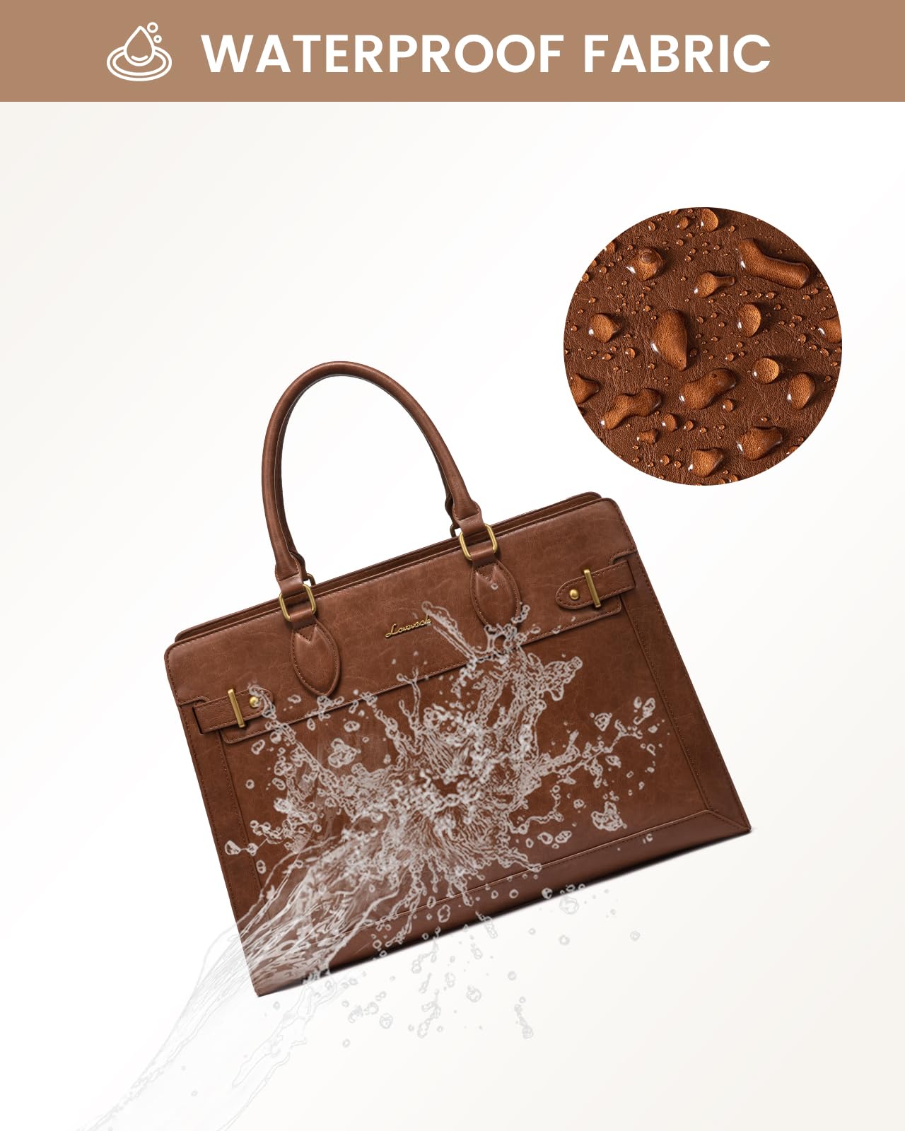 LOVEVOOK Laptop Bag for Women 15.6 Inch Work Tote, Business Computer Briefcase, Waterproof PU Leather Tote Bag for Teacher, Office Shoulder Tote Purse