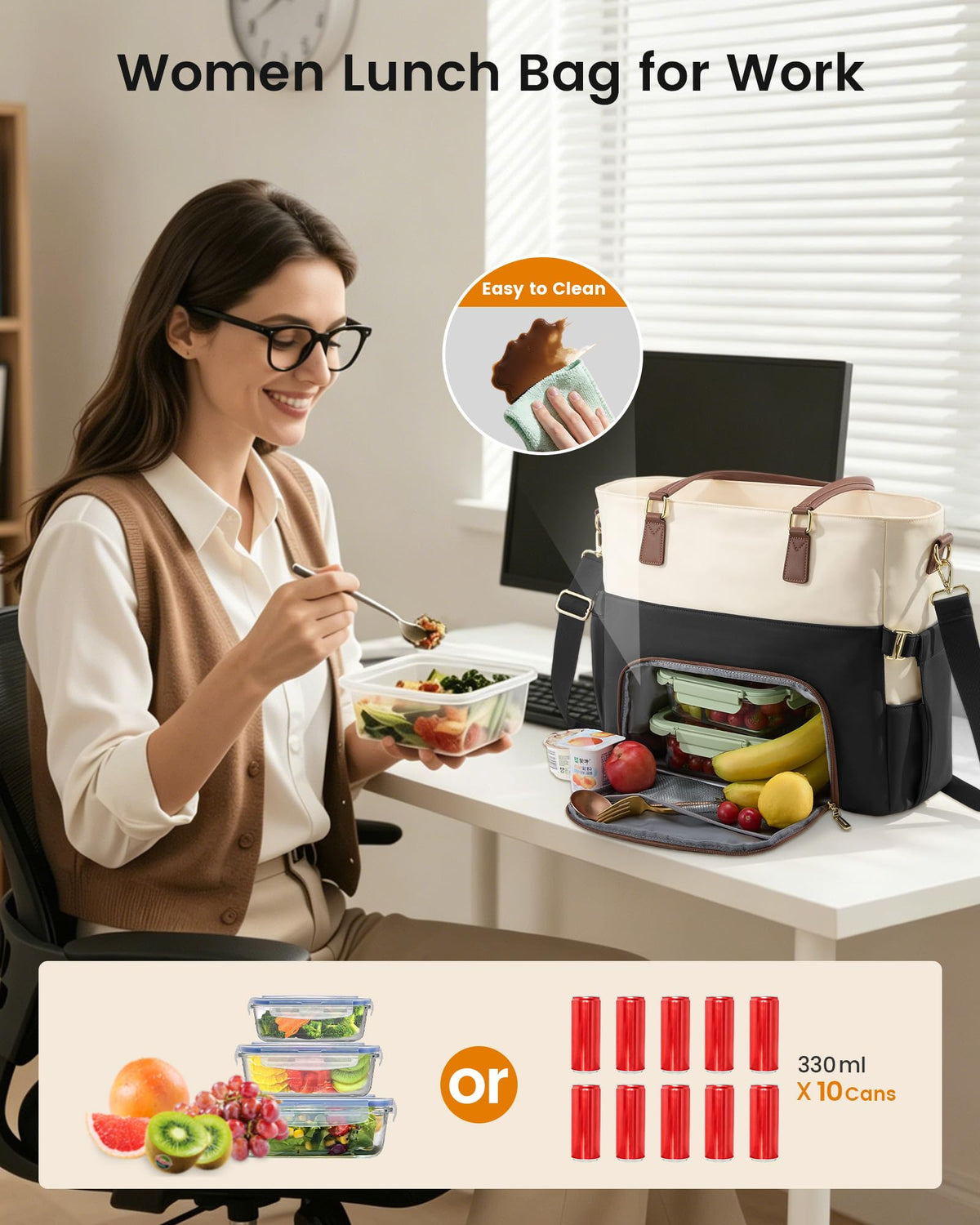 LOVEVOOK Lunch Tote Bag for Women, Work Laptop Bag with Lunch Compartment