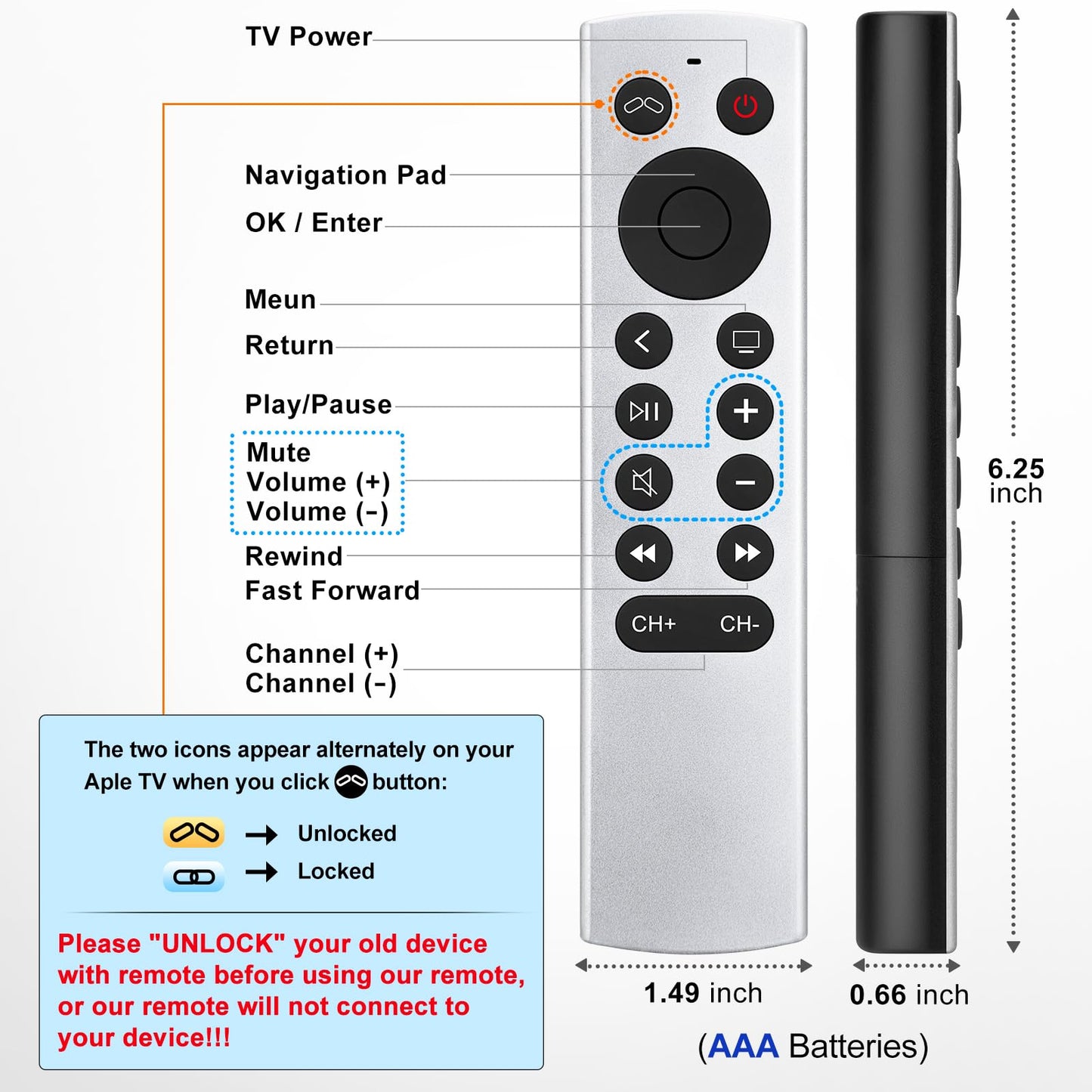 (2 Pack) Replacement Remote for Roku Box Express Player Premiere Control