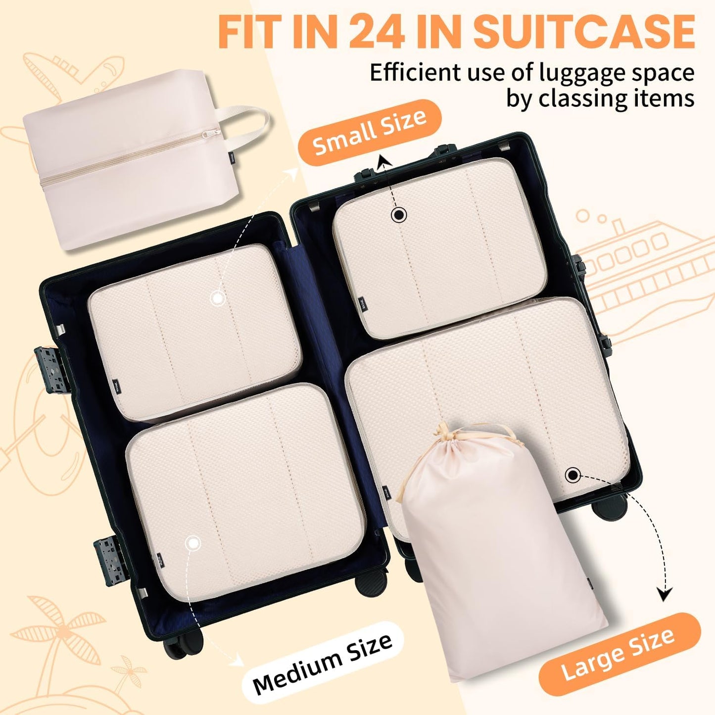 BAGAIL 8 Set Packing Cubes Luggage Packing Organizers for Travel Accessories-Aqua Color