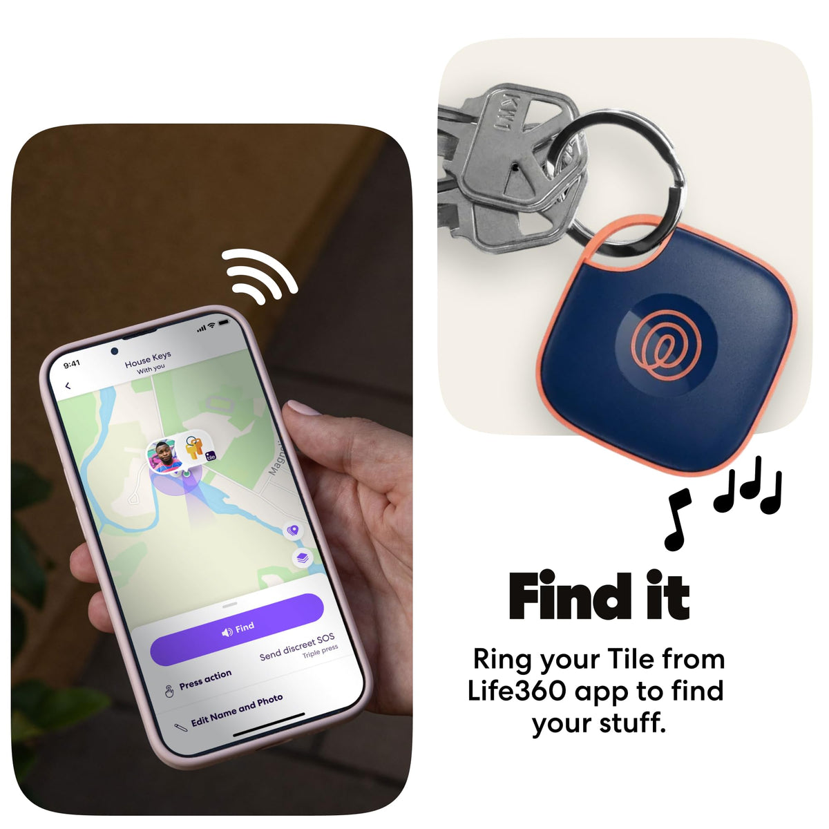 Life360 Tile - Bluetooth Tracker, Keys Finder and Item Locator for Keys, Bags and More. Phone Finder. Both iOS and Android Compatible. 1-Pack (Black)